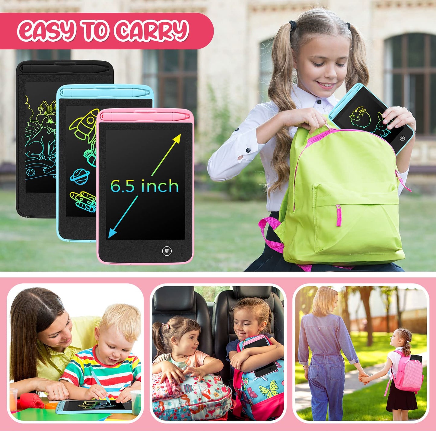 Zhehao 20 Pcs LCD Writing Tablet Set for Kids - 6.5-Inch Colorful Doodle Boards