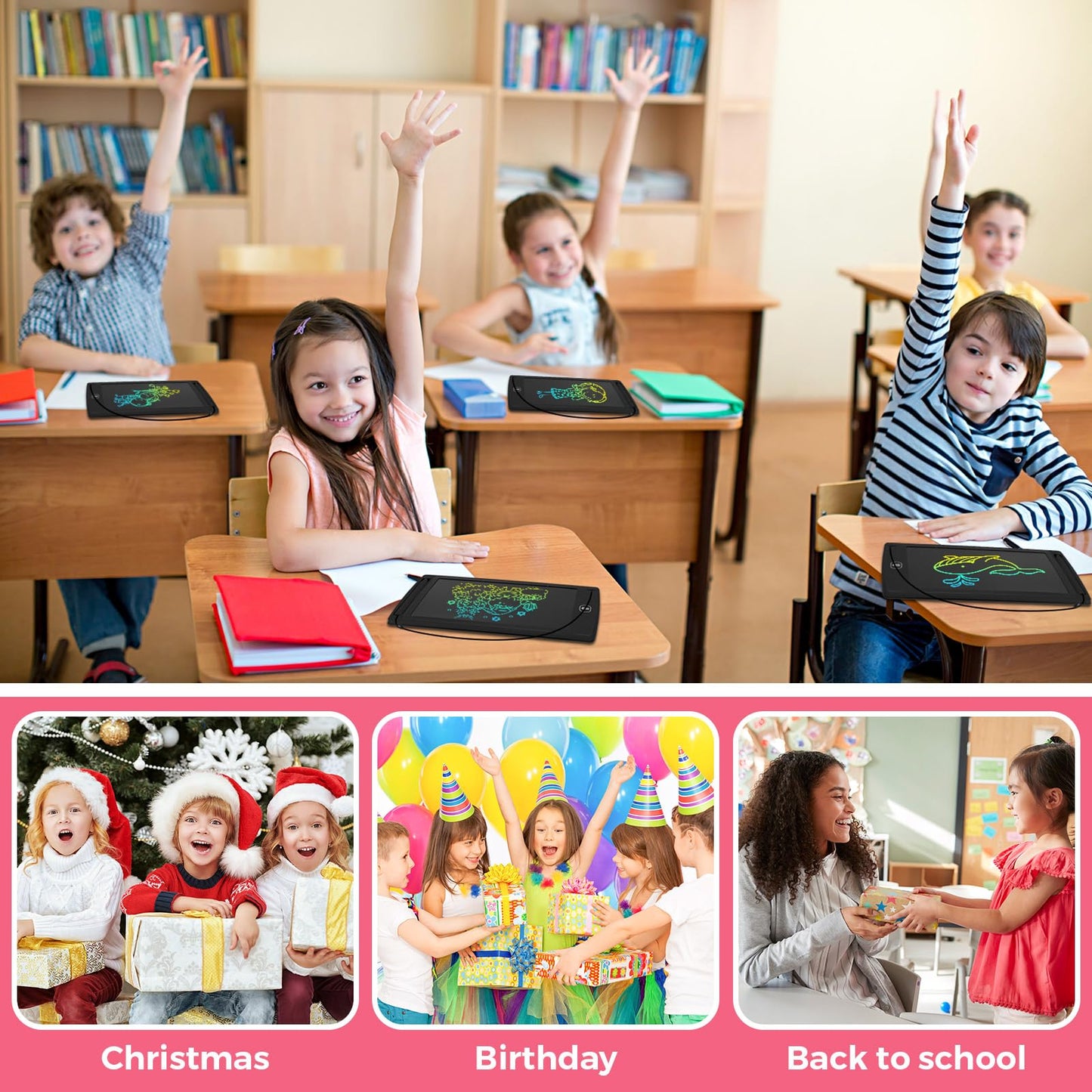 Zhehao 32 Pcs LCD Writing Tablet for Kids – 8.5 Inch Doodle Board Pack (Black)