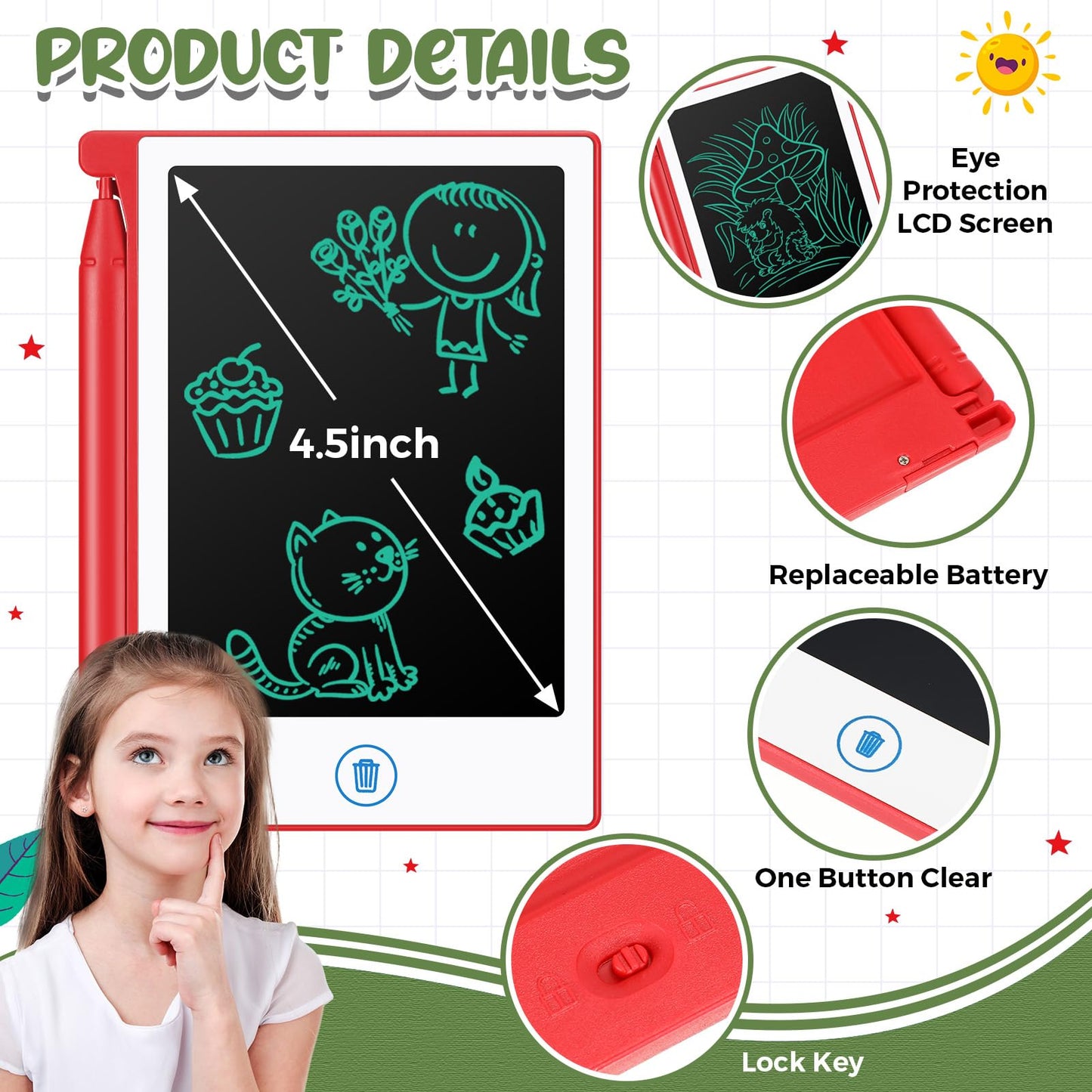 Zhehao 32 Pcs Mini LCD Writing Tablet 4.5-Inch – Erasable Learning Pad for Kids
