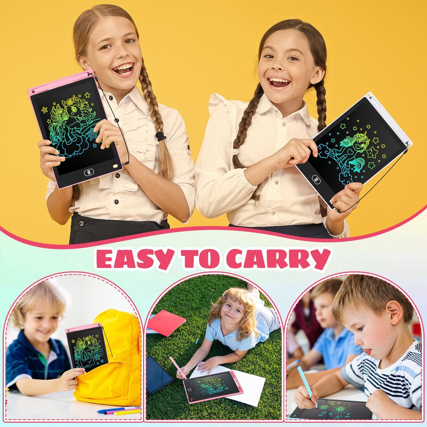 Zhehao 20-Pack LCD Writing Tablets for Kids – 8.5-Inch Colorful Doodle Boards