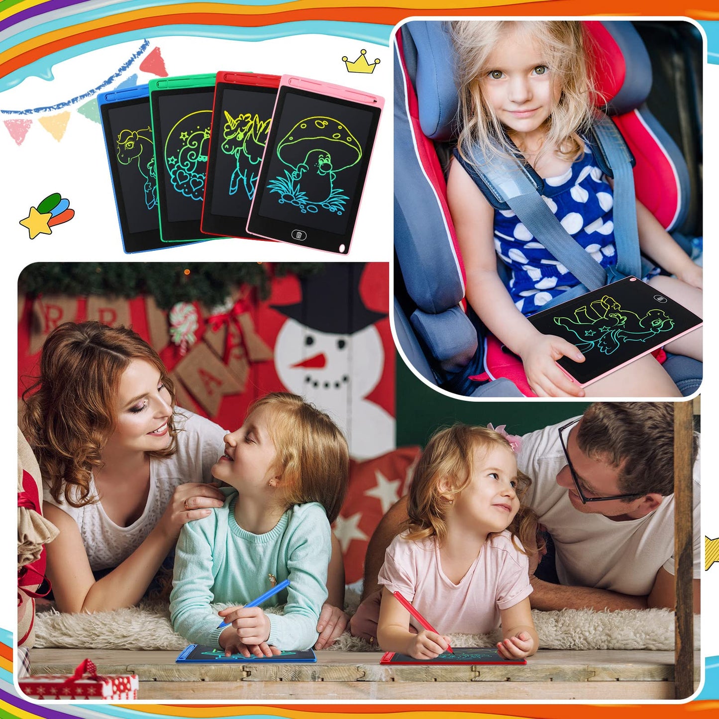 Zhehao 24-Piece LCD Writing Tablet Doodle Board – 8.5-Inch Colorful Reusable Screen for Kids 3-10 (Classic Round)