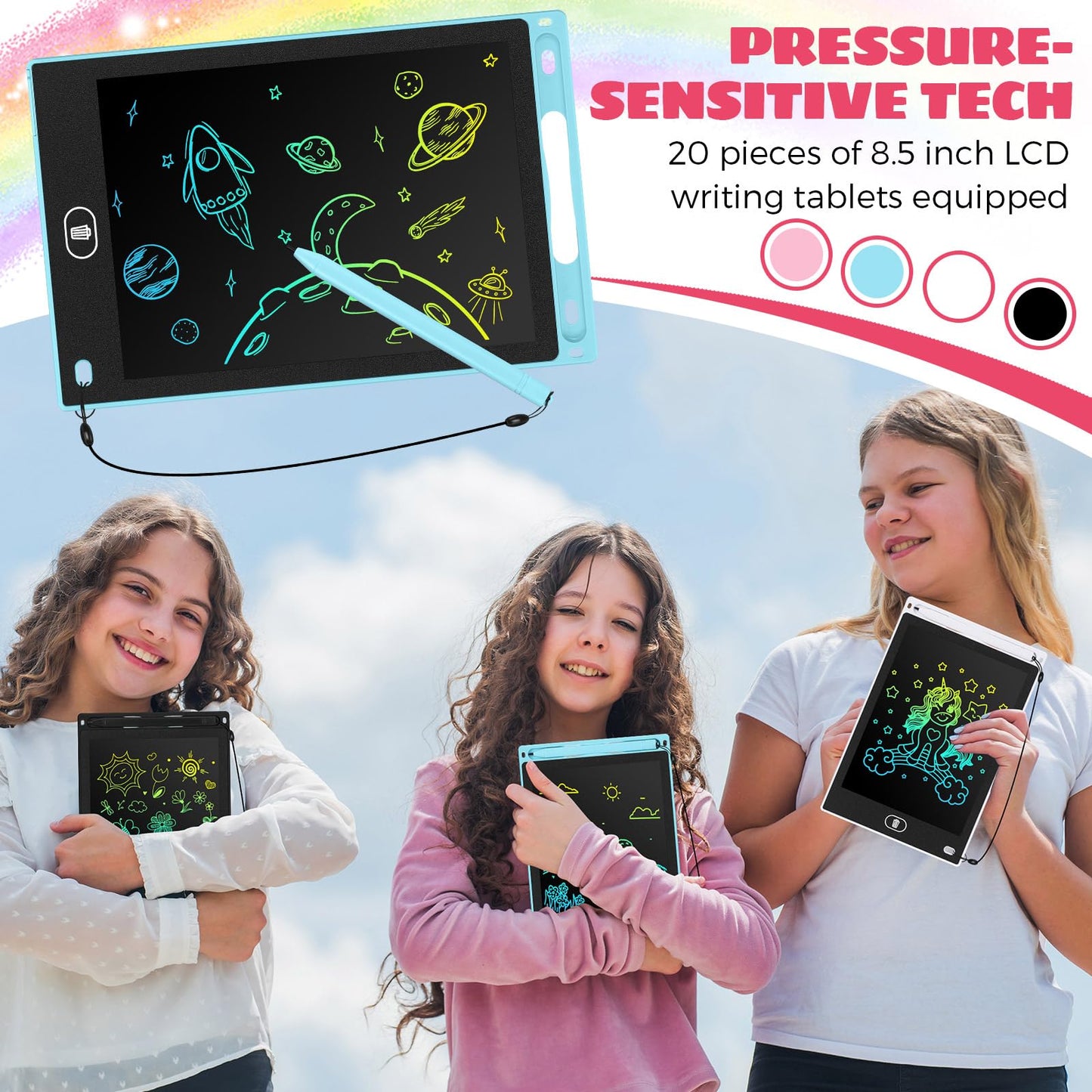 Zhehao 20-Pack LCD Writing Tablets for Kids – 8.5-Inch Colorful Doodle Boards