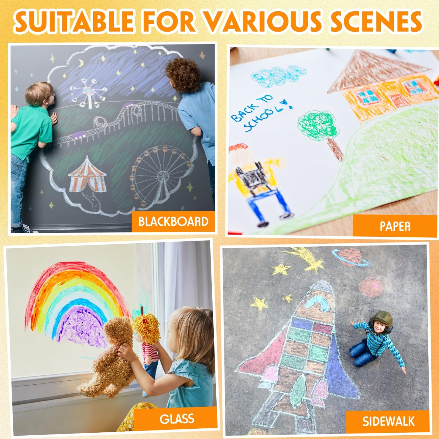Zhenbuco Dustless Chalk for Kids - 12-Color Twistable, Washable Sidewalk Chalk with Holder