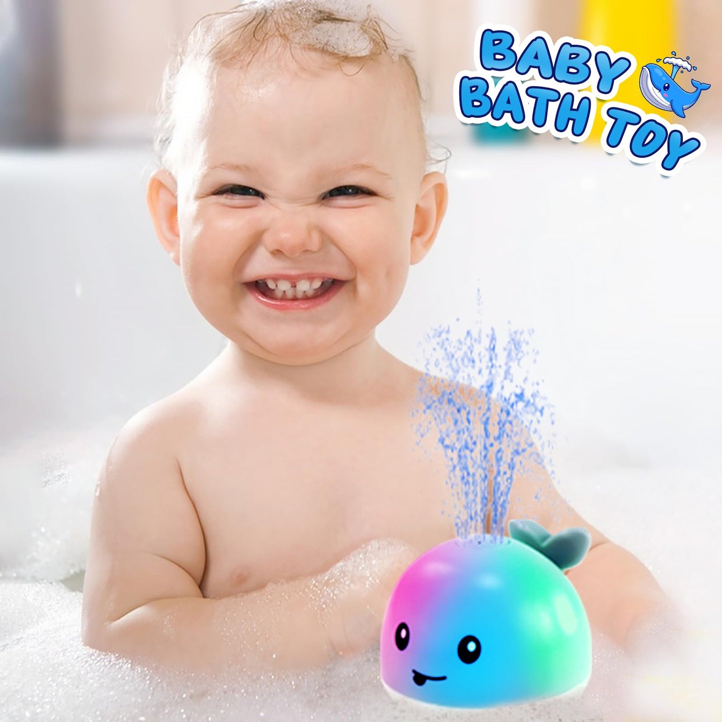 ZHENDUO Rechargeable Light Up Bath Toy – Spray & Glow Whale for Toddlers