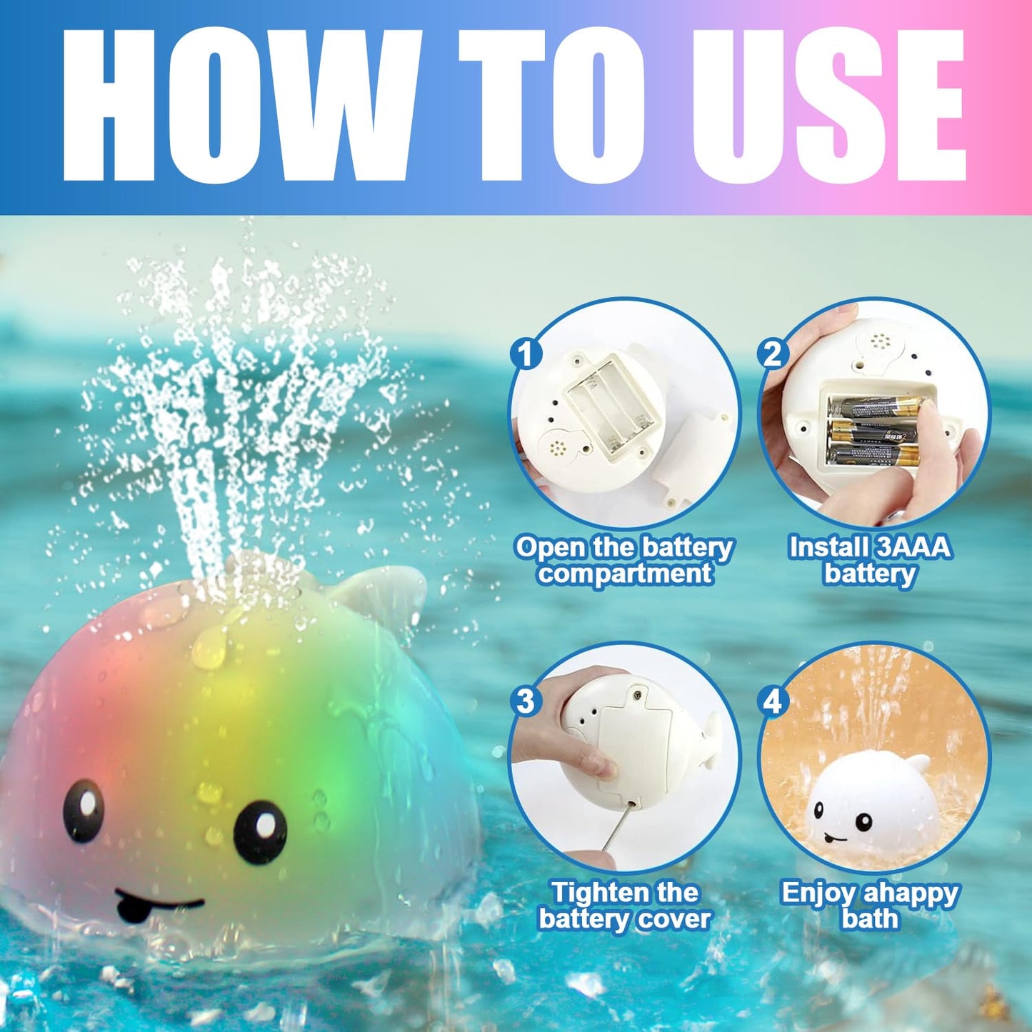 ZHENDUO Baby Bath Toys – Light-Up Sprinkler Whale Bath Toy for Toddlers and Kids