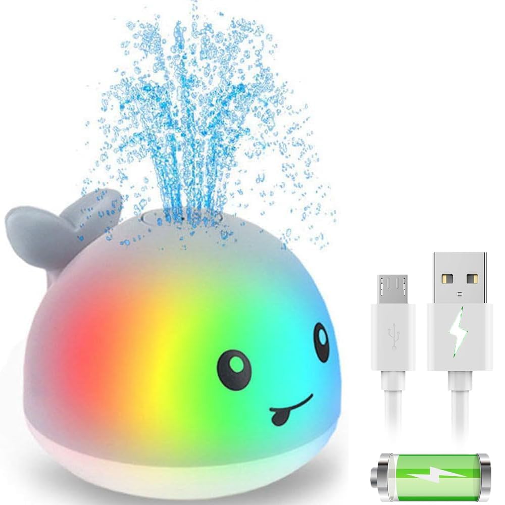 ZHENDUO Rechargeable Light Up Bath Toy – Spray & Glow Whale for Toddlers