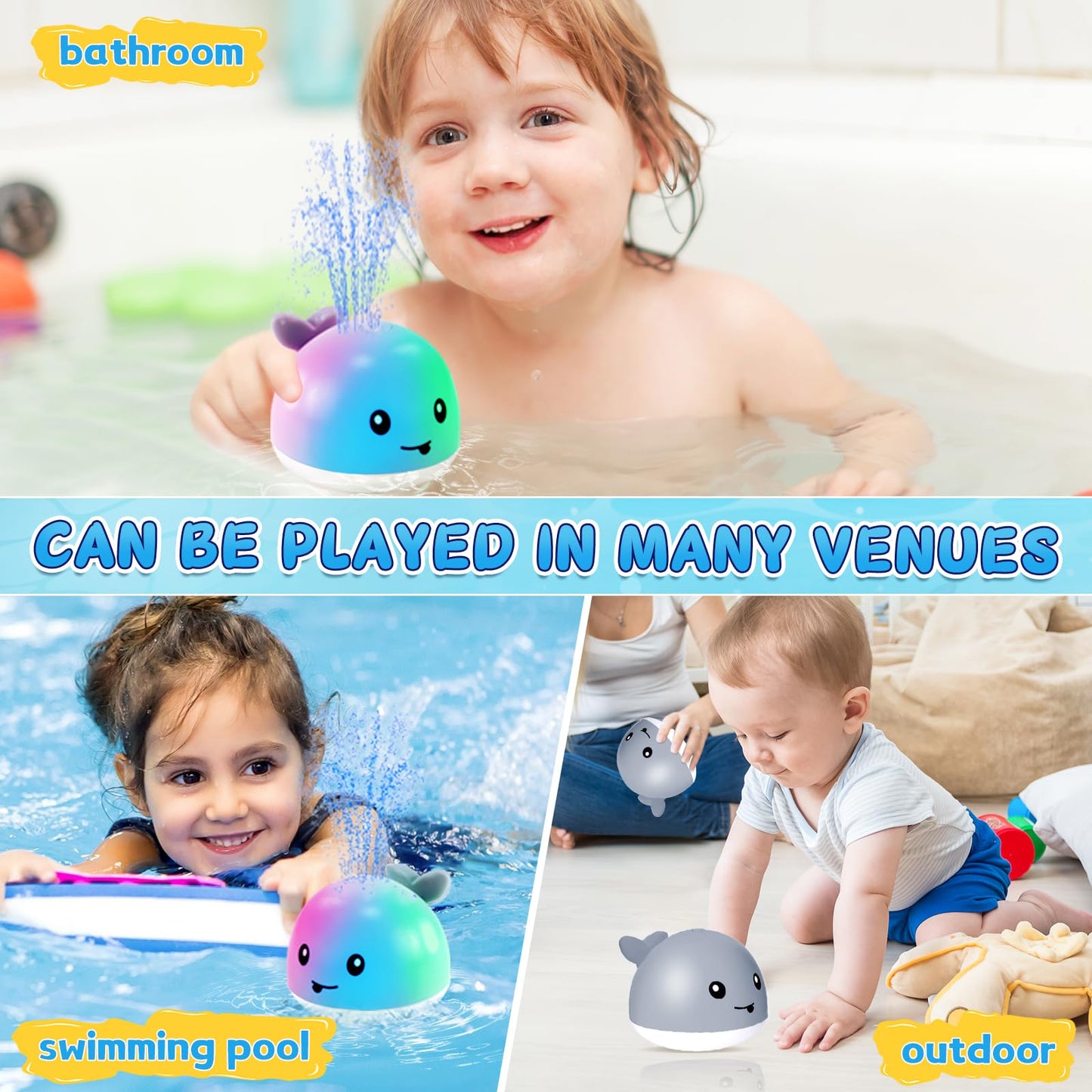 ZHENDUO Rechargeable Light Up Bath Toy – Spray & Glow Whale for Toddlers