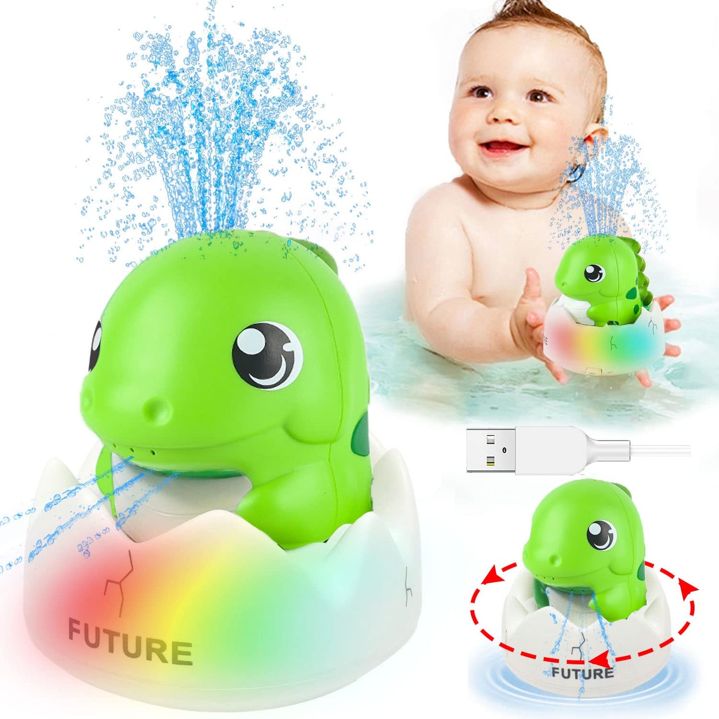 ZHENDUO Baby Bath Toys – Rechargeable Whale Sprayer with Lights
