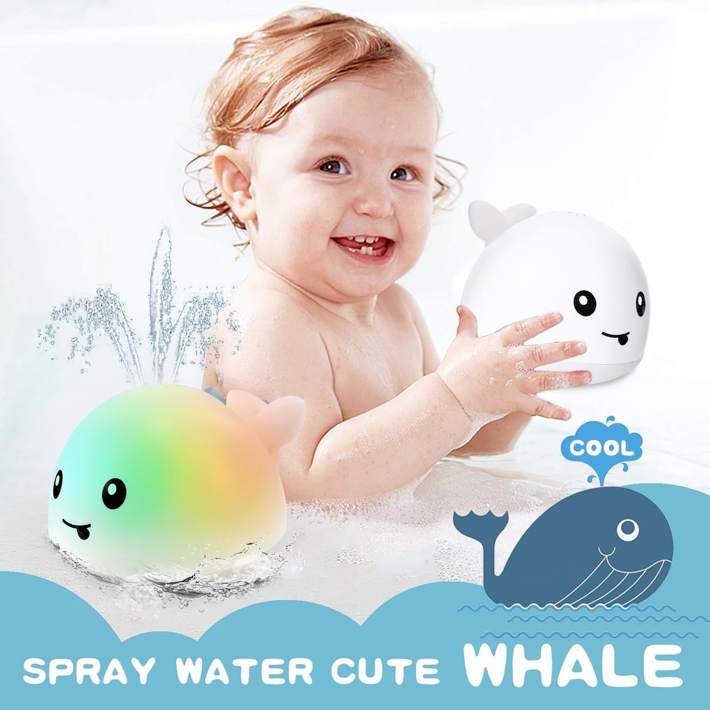 ZHENDUO Baby Bath Toys – Light Up Whale, Automatic Sprinkler for Toddlers