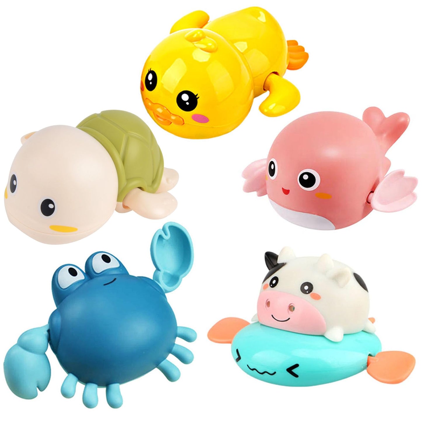 ZHFUYS Bath Toy Set - 5 Pack Wind-Up Animal Toys for Toddlers 1-3