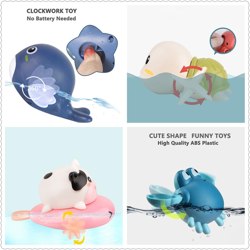 ZHFUYS Bath Toy Set - 5 Pack Wind-Up Animal Toys for Toddlers 1-3