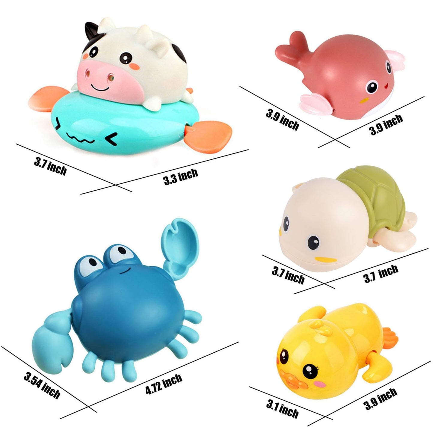 ZHFUYS Bath Toy Set - 5 Pack Wind-Up Animal Toys for Toddlers 1-3