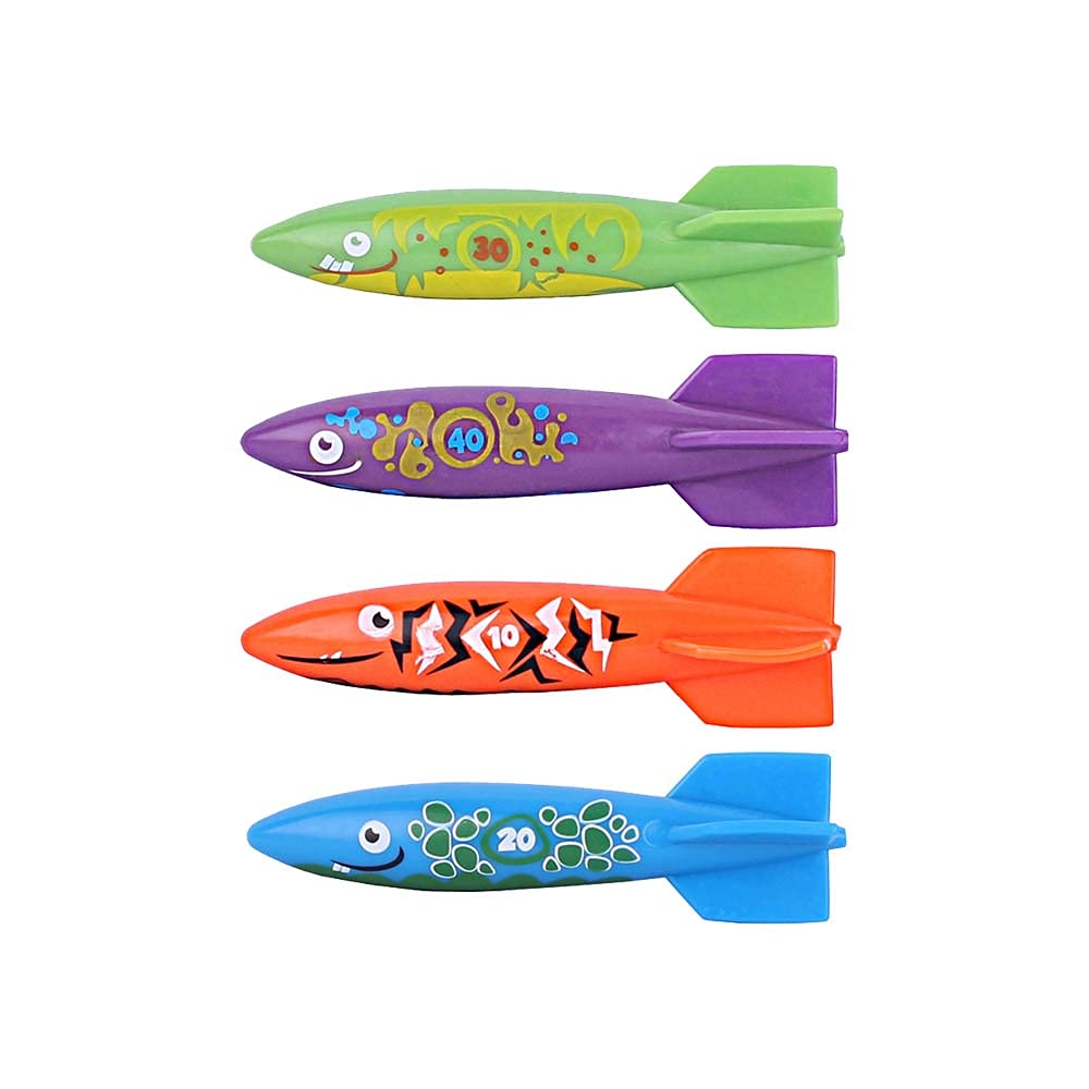 ZHFUYS Diving Pool Toy 4-Pack — Underwater Torpedo Shark for Pool Games