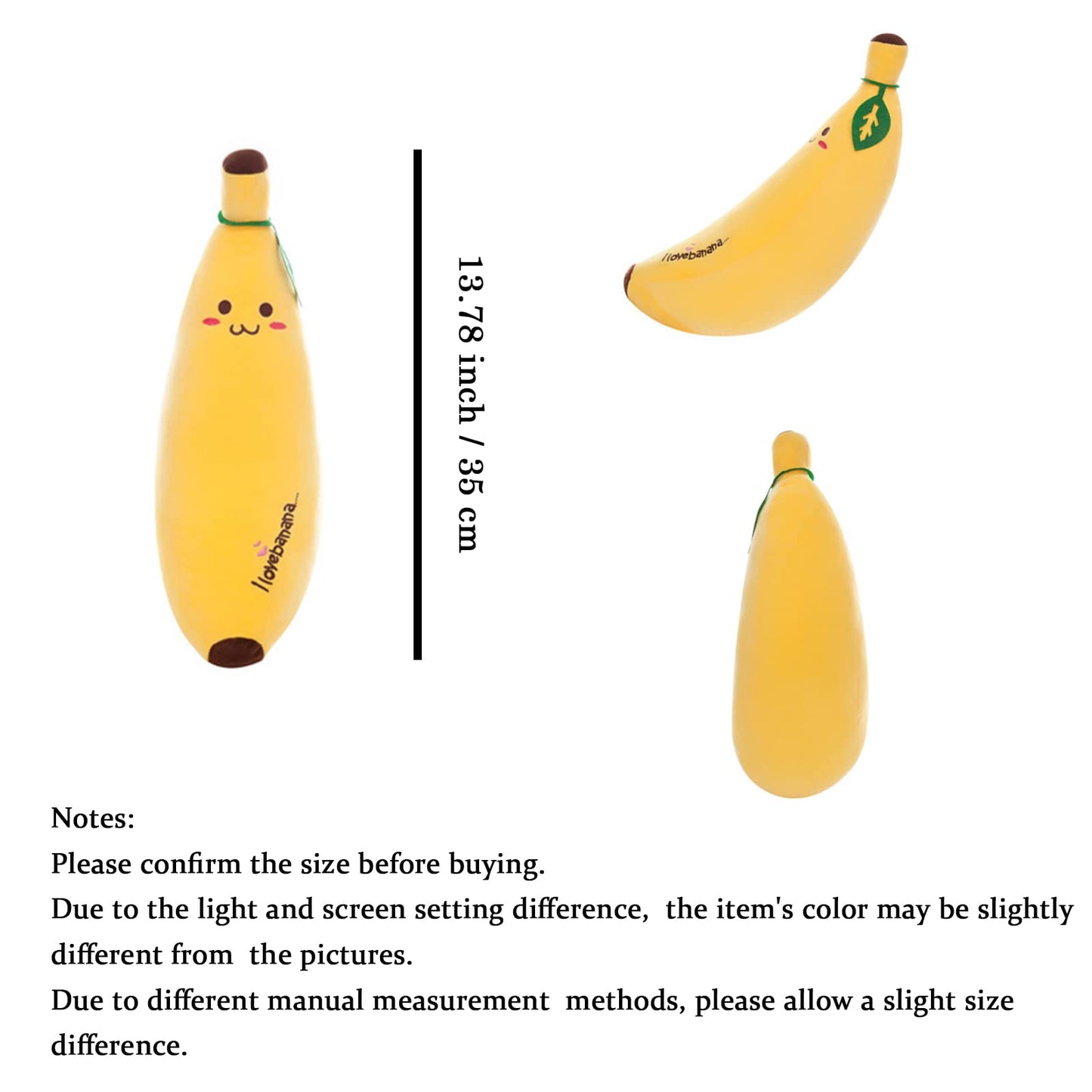 zhidiloveyou Banana Plush Pillow — 13.7 inch Cute Banana Plush Toy for Kids
