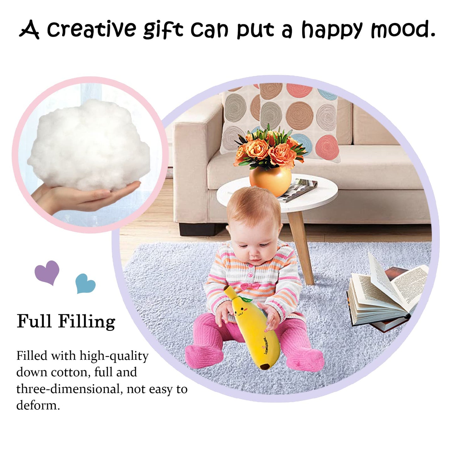 zhidiloveyou Banana Plush Pillow — 13.7 inch Cute Banana Plush Toy for Kids