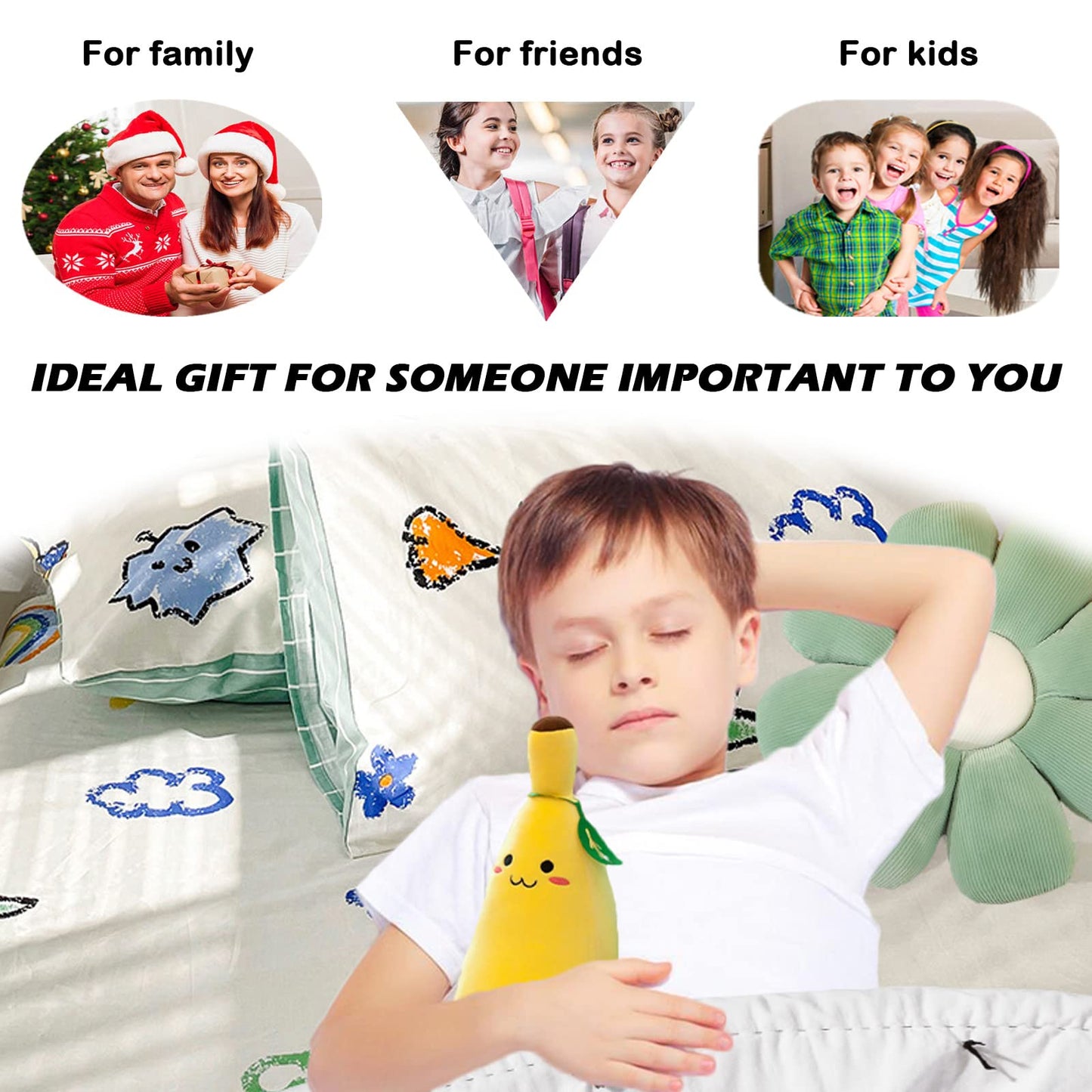 zhidiloveyou Banana Plush Pillow – 19.6-Inch Cute Stuffed Banana Toy for Kids, Naps, and Decor