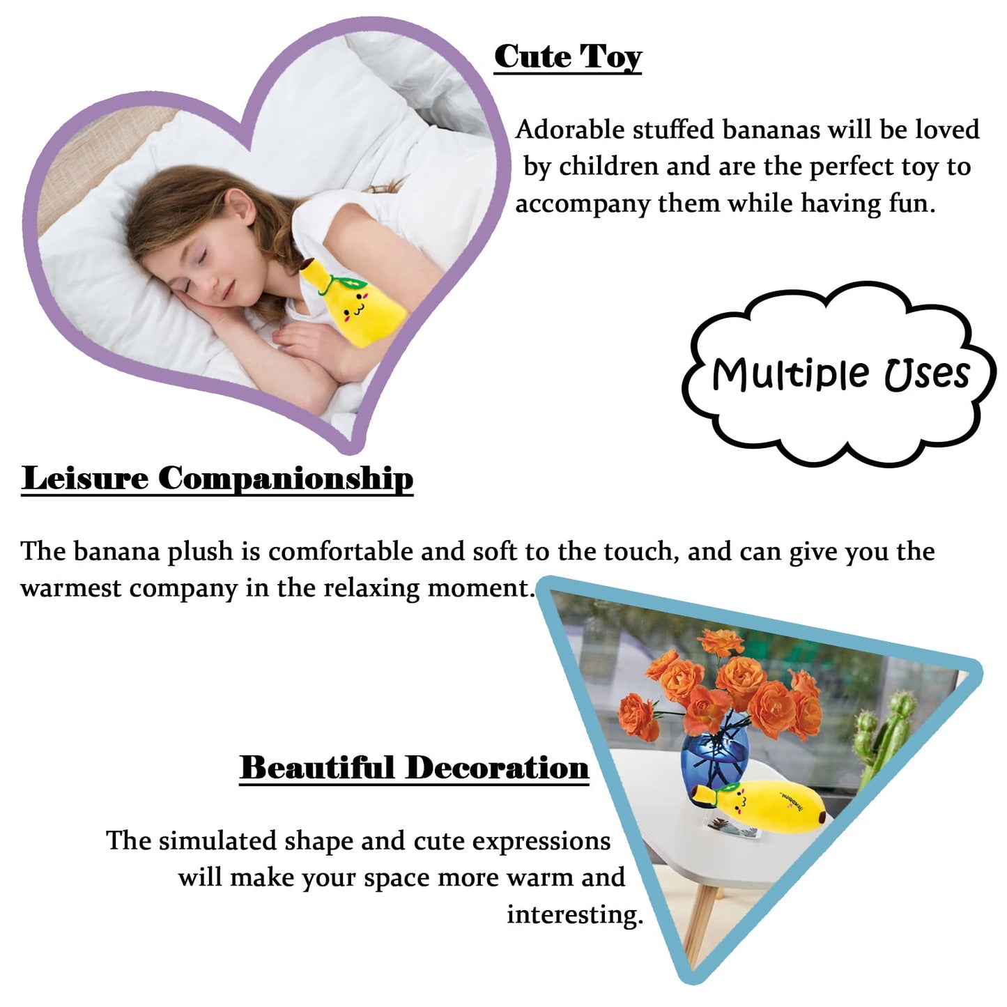 zhidiloveyou Banana Plush Pillow — 13.7 inch Cute Banana Plush Toy for Kids