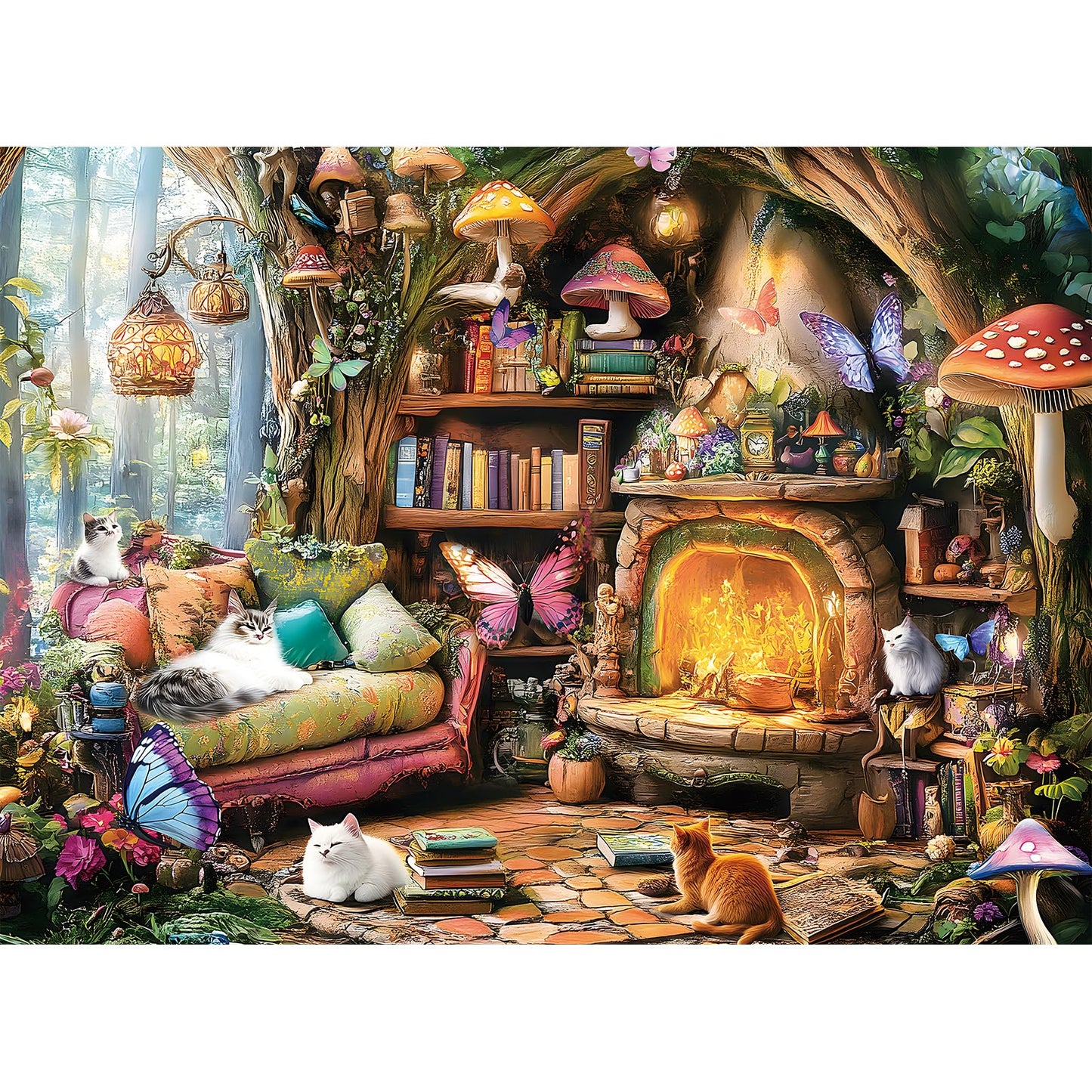 Zhiseoyi 500-Piece Jigsaw Puzzle for Adults – Spring Fantasy Cats & Mushrooms (Clearance)