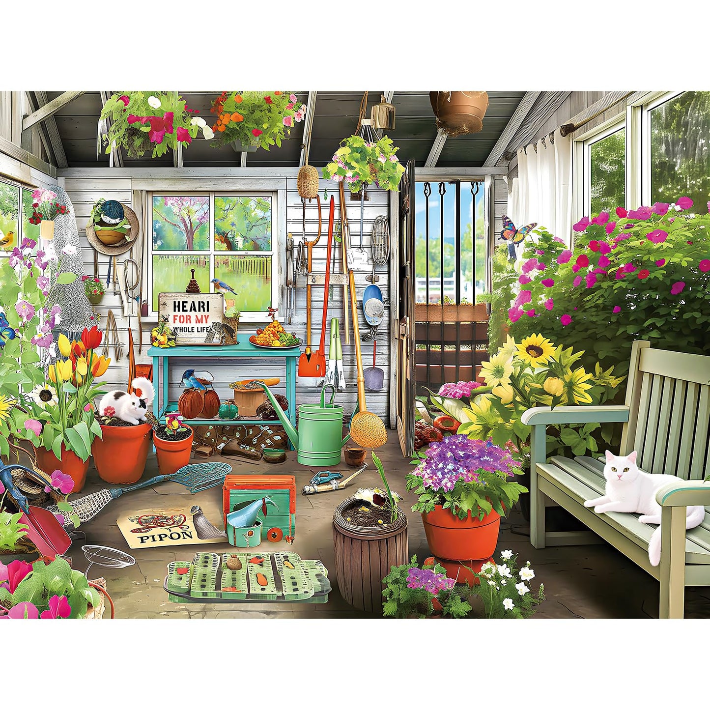 ZHISEOYI 500-Piece Garden Cat and Flowers Jigsaw Puzzle – For Adults & Kids | 20.5 x 15 in