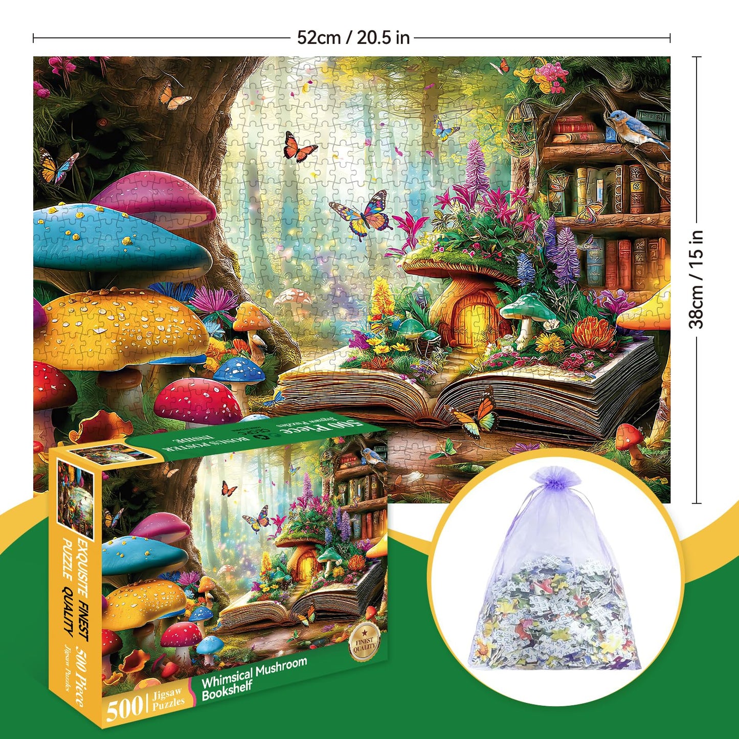 Zhiseoyi Jigsaw Puzzle – 500-Piece Spellbook Forest for Family Nights | 20.5 x 15 in