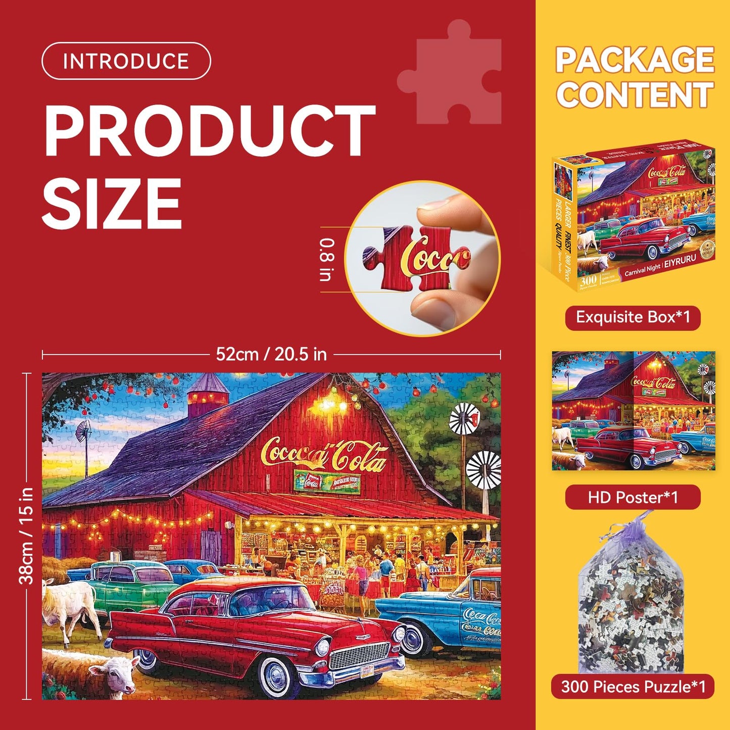 Zhiseoyi 300-Piece Night Car Life Jigsaw Puzzle for Adults – Challenging Puzzle, Unique Artwork, 20.5 x 15 Inches