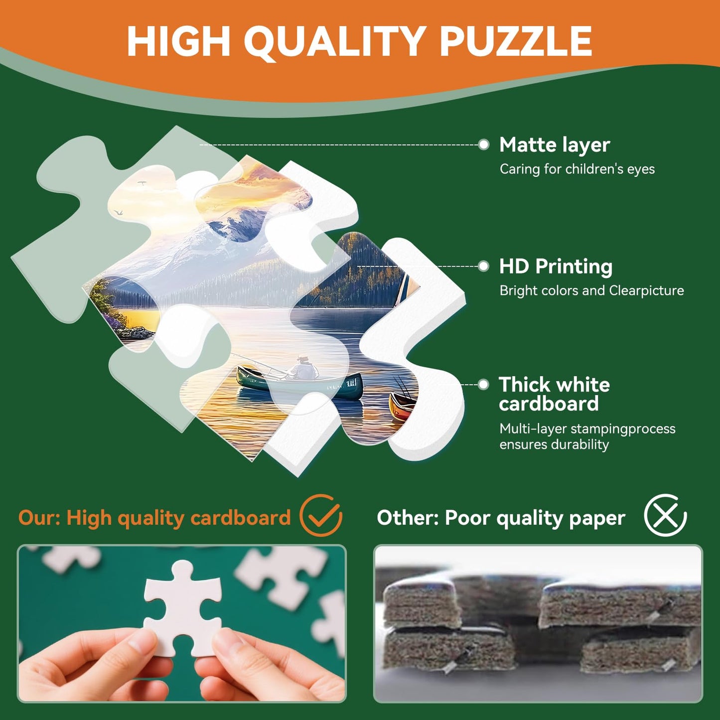 Zhiseoyi 500-Piece Jigsaw Puzzle – Scenic Lakeside Cabin, Interlocking Pieces, 1:1 Poster