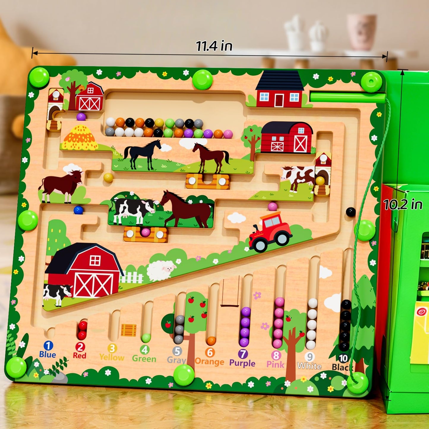 zhiwuzhu Magnetic Color and Number Maze – Montessori Wooden Toy for 2-4 Year Olds
