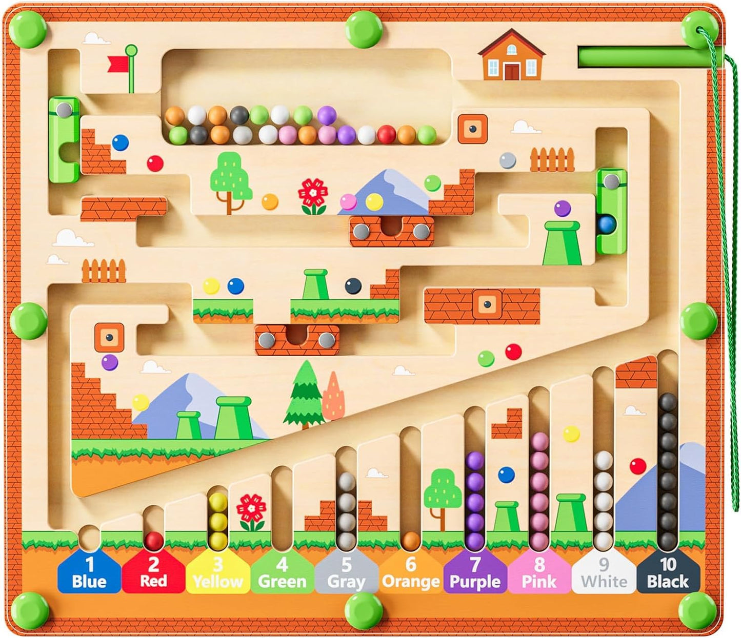 zhiwuzhu Magnetic Color & Number Maze – Montessori Wooden Toddler Counting Board (Ages 2-4)