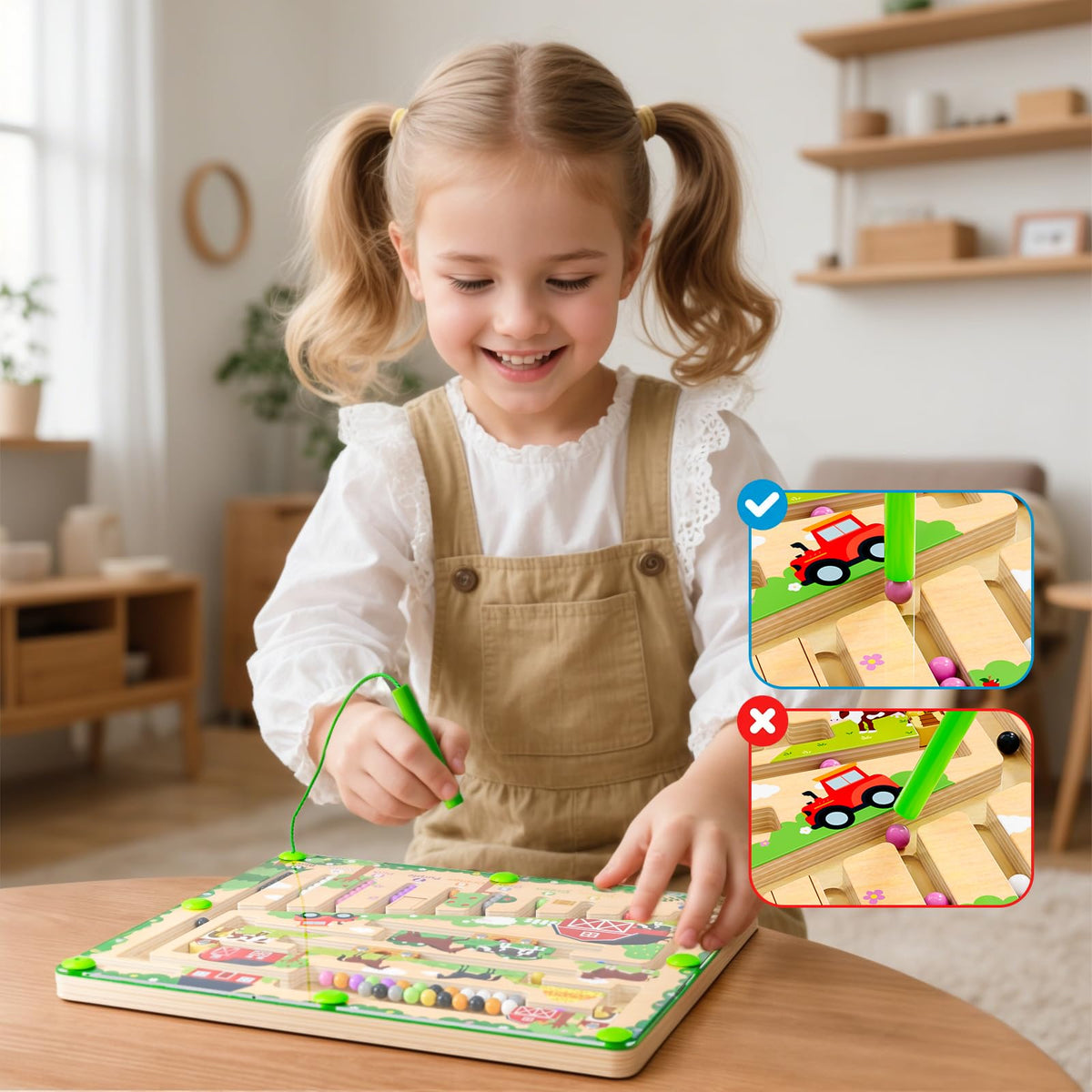 zhiwuzhu Magnetic Color and Number Maze – Montessori Wooden Toy for 2-4 Year Olds