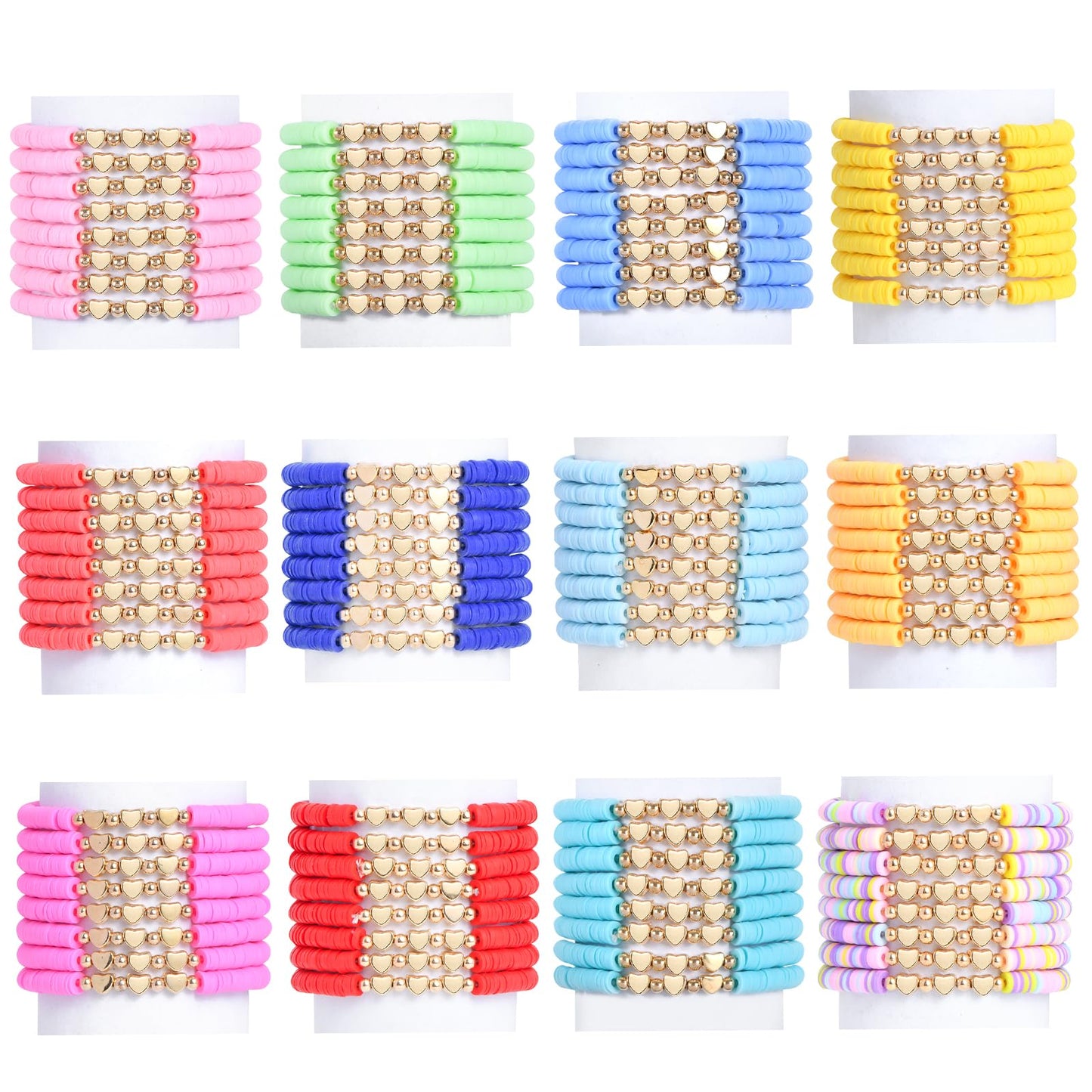 ZHLISHQINJJ 96 Pcs Colorful Heart Friendship Bracelets – Boho Beaded Gift Set