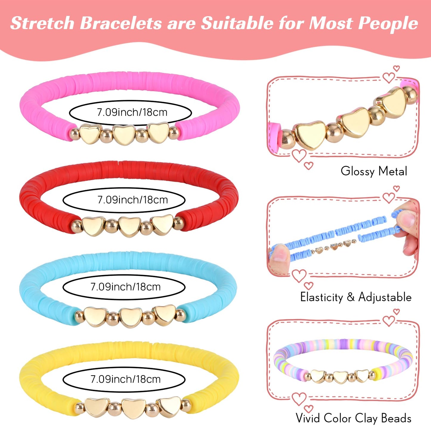 ZHLISHQINJJ 96 Pcs Colorful Heart Friendship Bracelets – Boho Beaded Gift Set