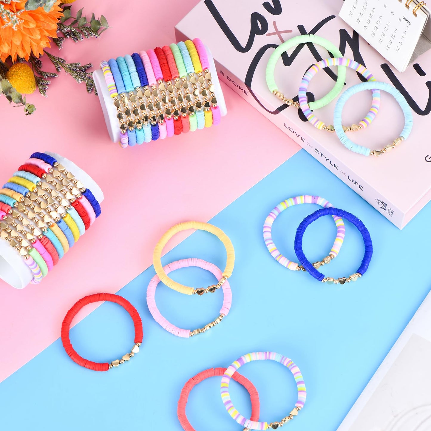 ZHLISHQINJJ 96 Pcs Colorful Heart Friendship Bracelets – Boho Beaded Gift Set