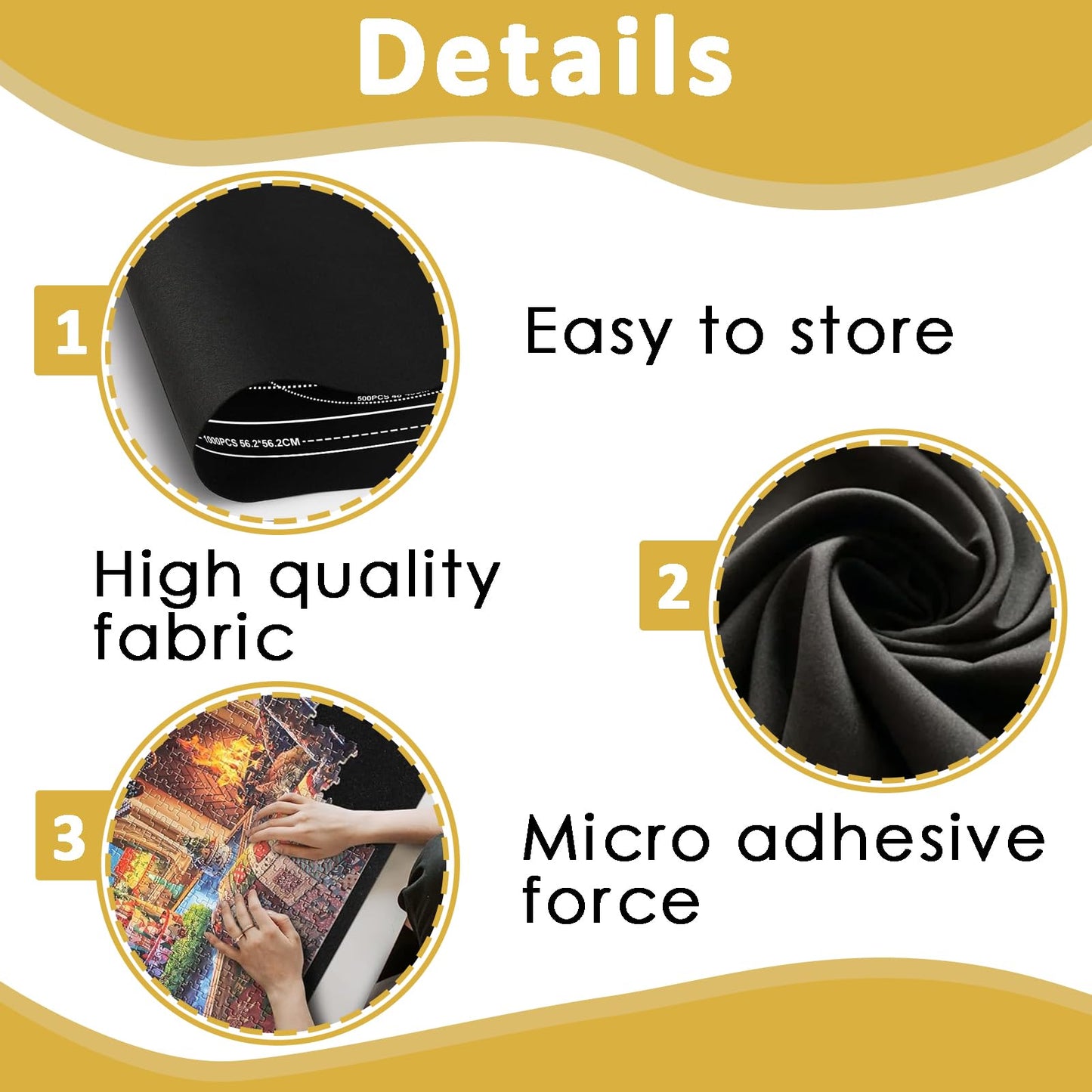 ZHLKHIOP Puzzle Mat Roll Up – Large 1500-Piece Surface, Non-Slip, Portable, Black