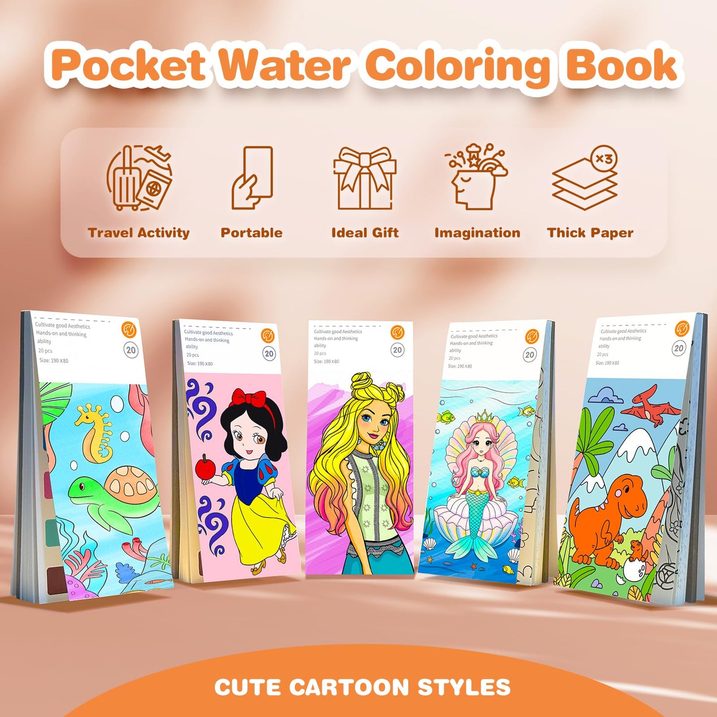 ZHOC Watercolor Books for Kids – Mess-Free Pocket Painting Set (Ages 3-8+)