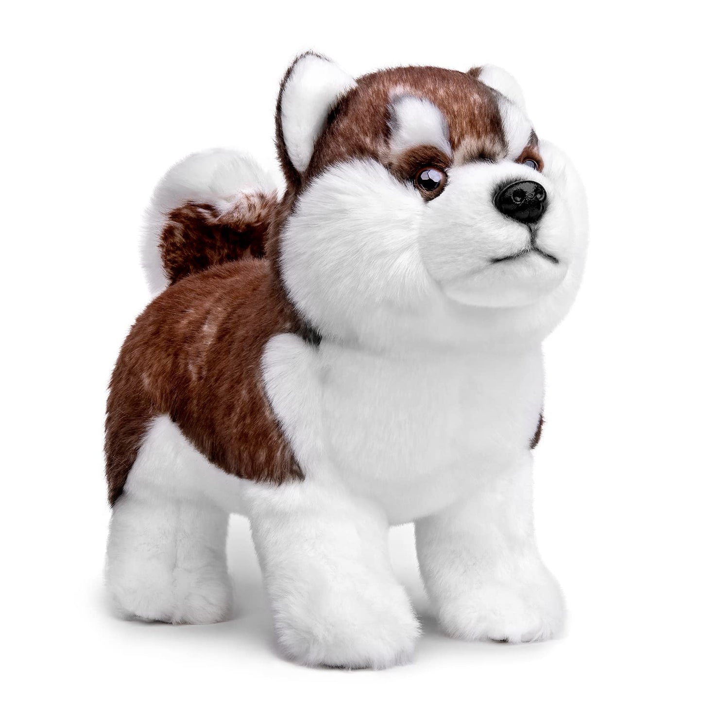 ZHONGXIN MADE Siberian Husky Plush Toy – Realistic 11-Inch Brown Puppy, Handmade Gift