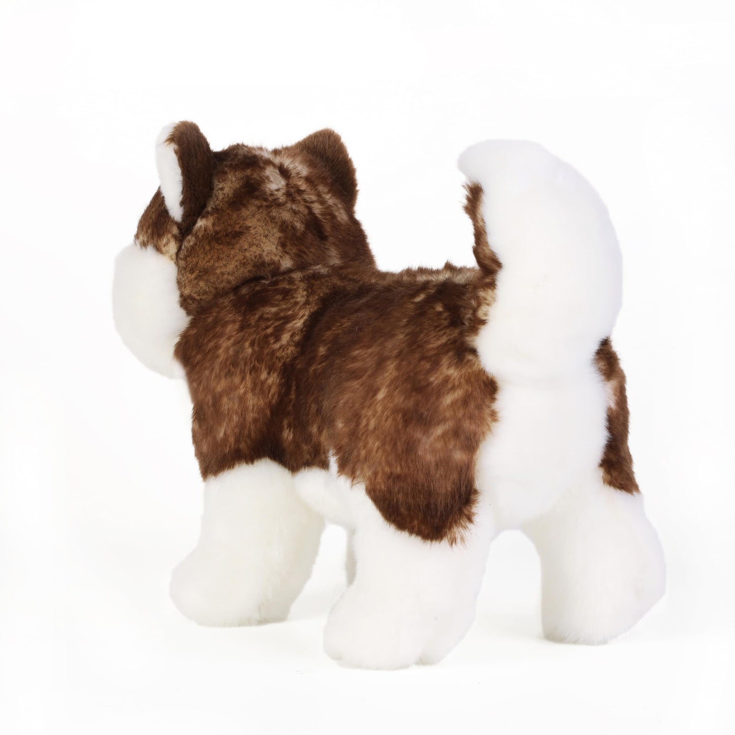 ZHONGXIN MADE Siberian Husky Plush Toy – Realistic 11-Inch Brown Puppy, Handmade Gift