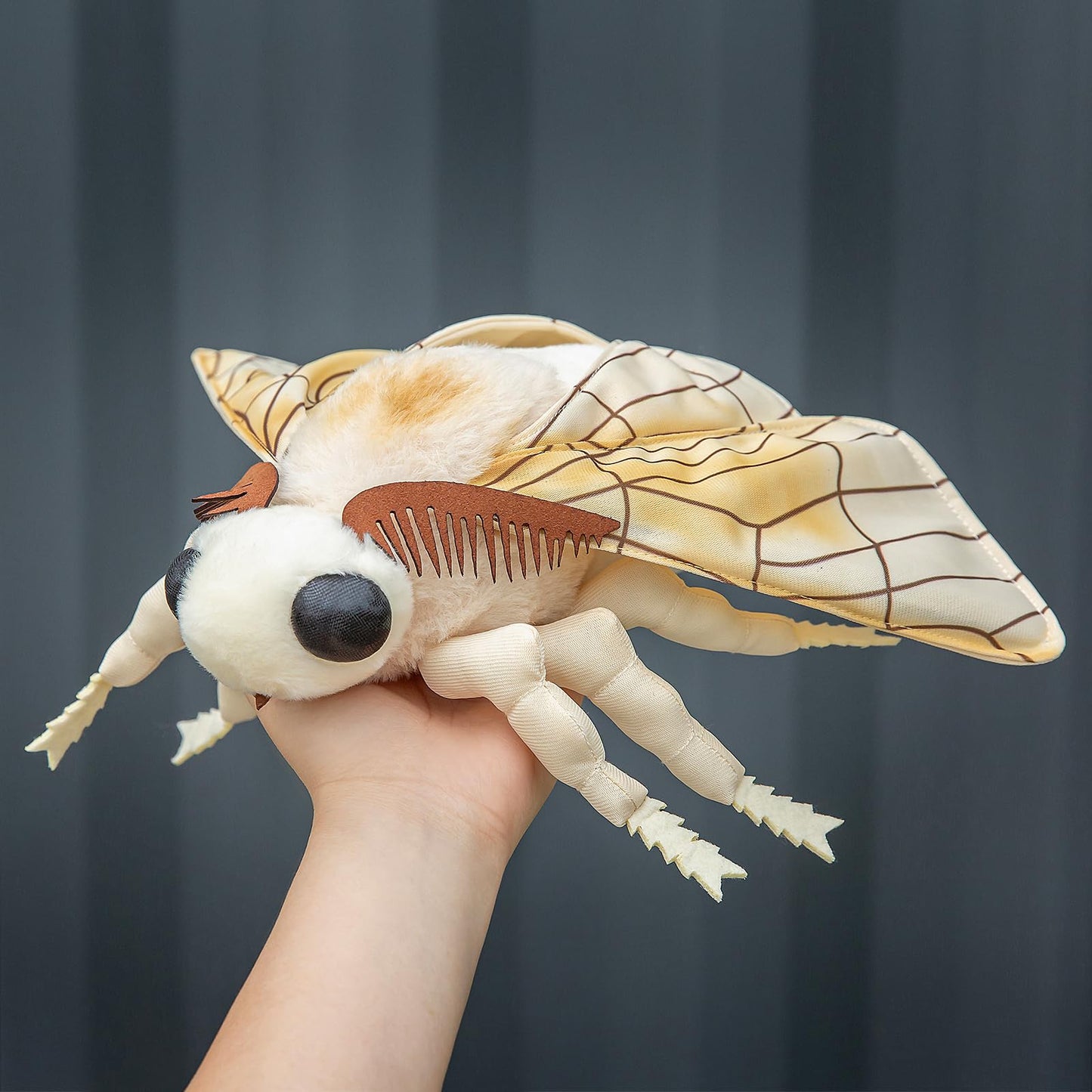 ZHONGXIN MADE Silk Moth Plush Toy - 11in Realistic Moth with Big Wings