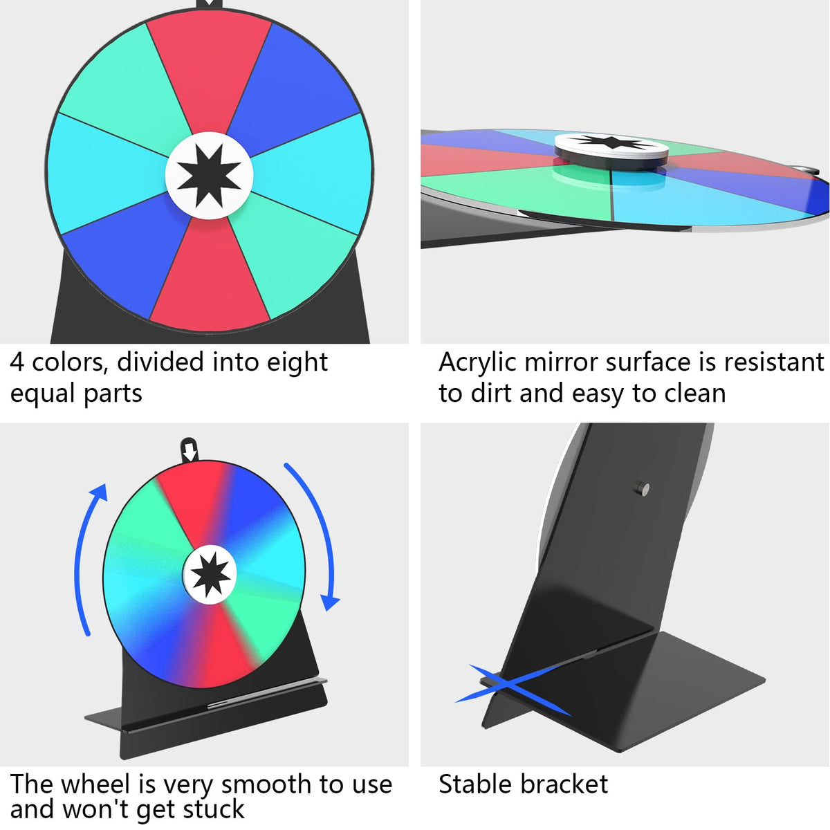 ZHOOGE 6-Inch Prize Wheel - 8-Slot Tabletop Roulette Spinner for Trade Shows & Events