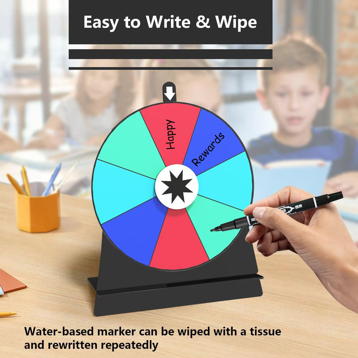 ZHOOGE 6-Inch Prize Wheel - 8-Slot Tabletop Roulette Spinner for Trade Shows & Events