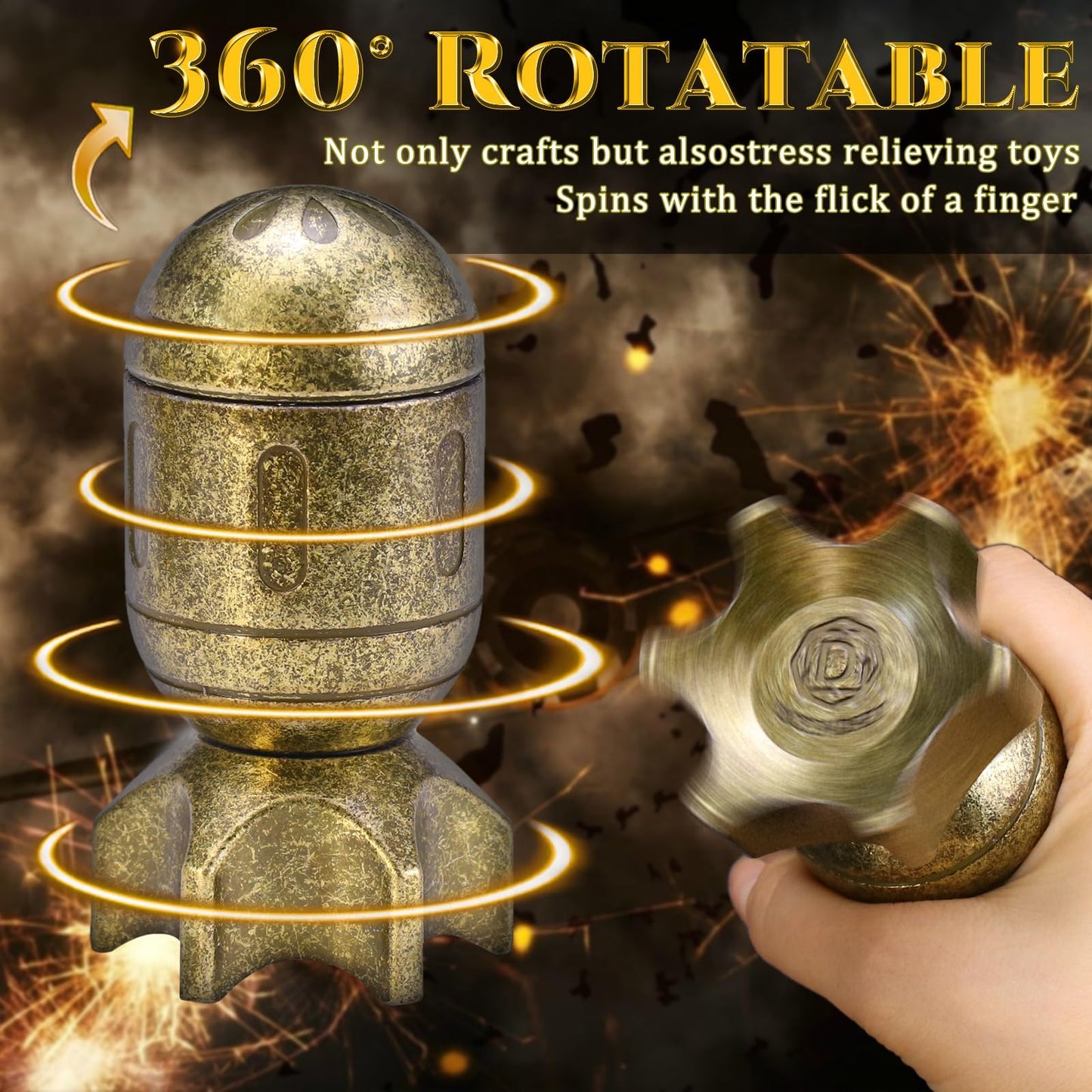 ZHOORQI DND Metal Dice Set with Spinning Missile Container – Premium Bullet Dice for DND & RPGs