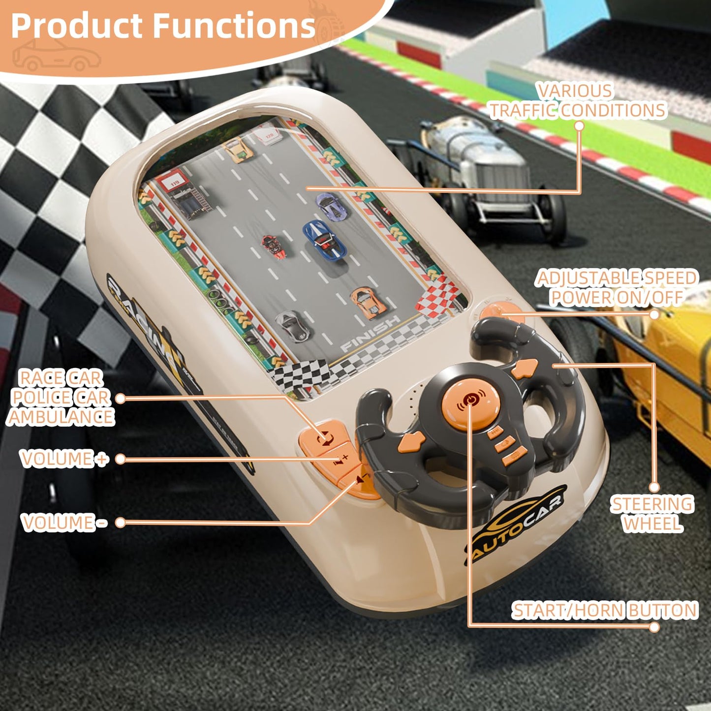 Zhorange Musical Steering Wheel Toy for Kids – Lights, Sounds & Educational Play