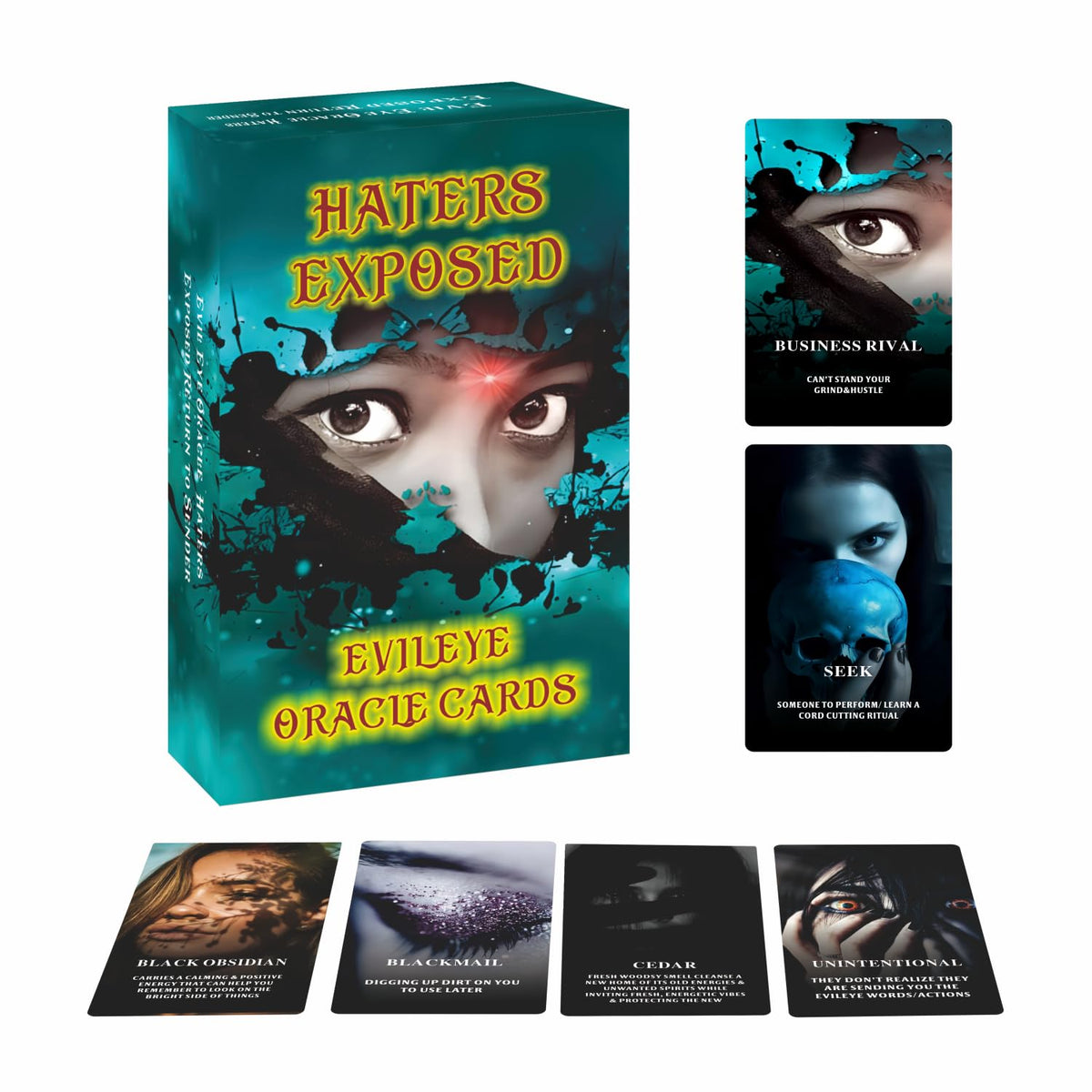 ZHQGYN Evil Eye Oracle Cards – Haters Exposed, Return to Sender, Insight & Revelation