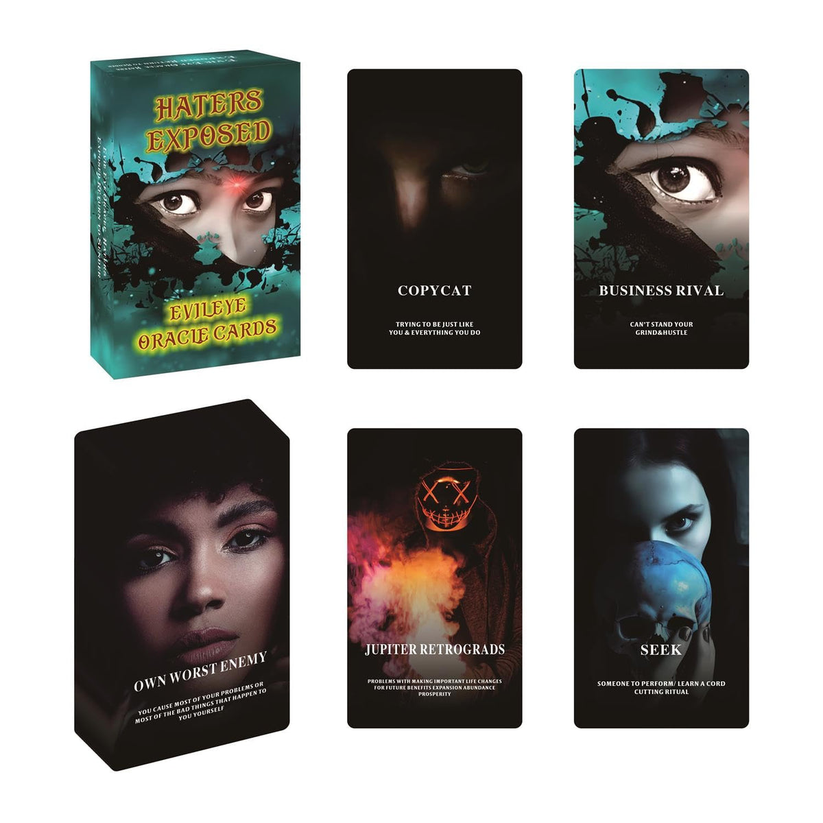 ZHQGYN Evil Eye Oracle Cards – Haters Exposed, Return to Sender, Insight & Revelation