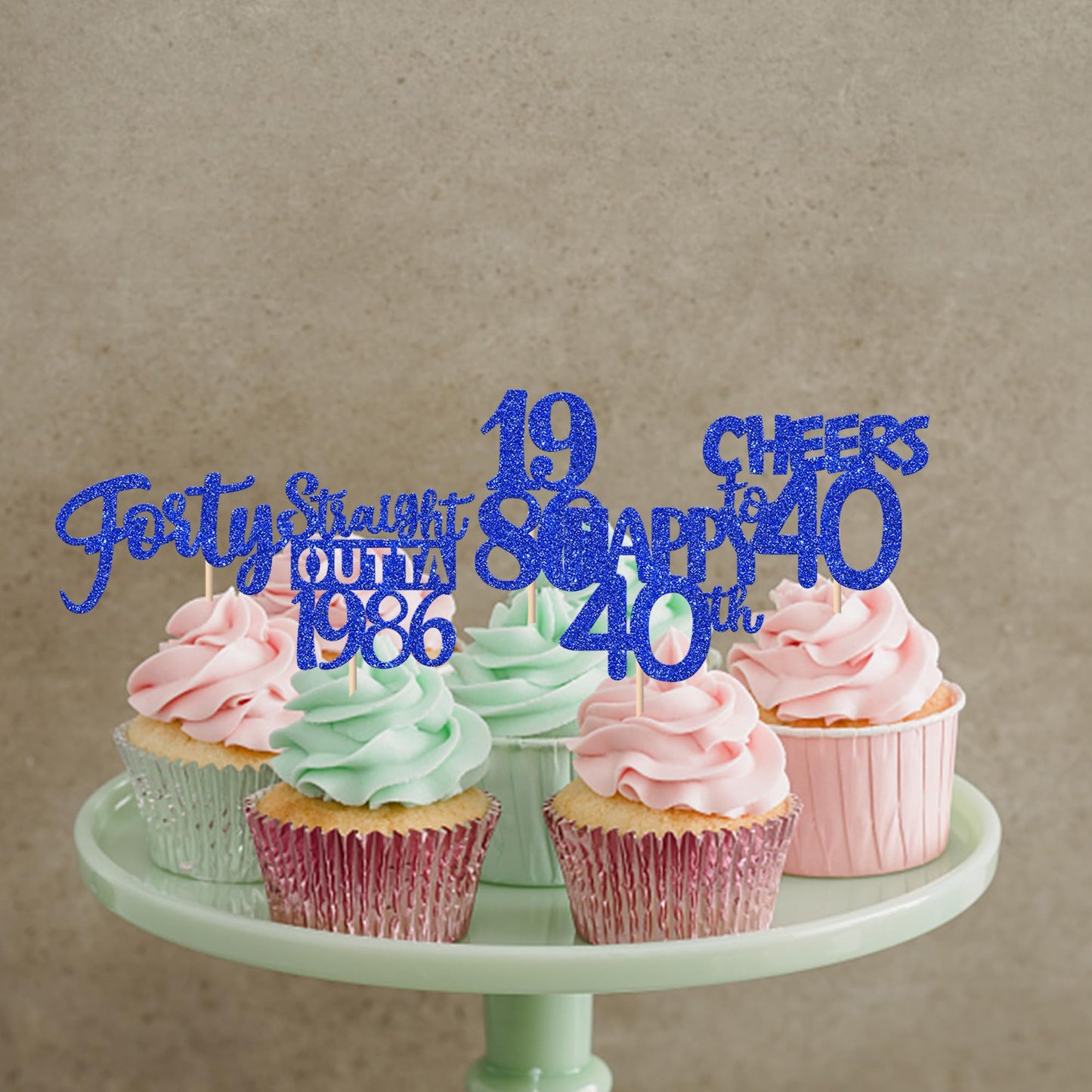 ZHUOWEISM 30Pcs 40th Birthday Cupcake Toppers Glitter – Straight Outta 1985 (Blue)
