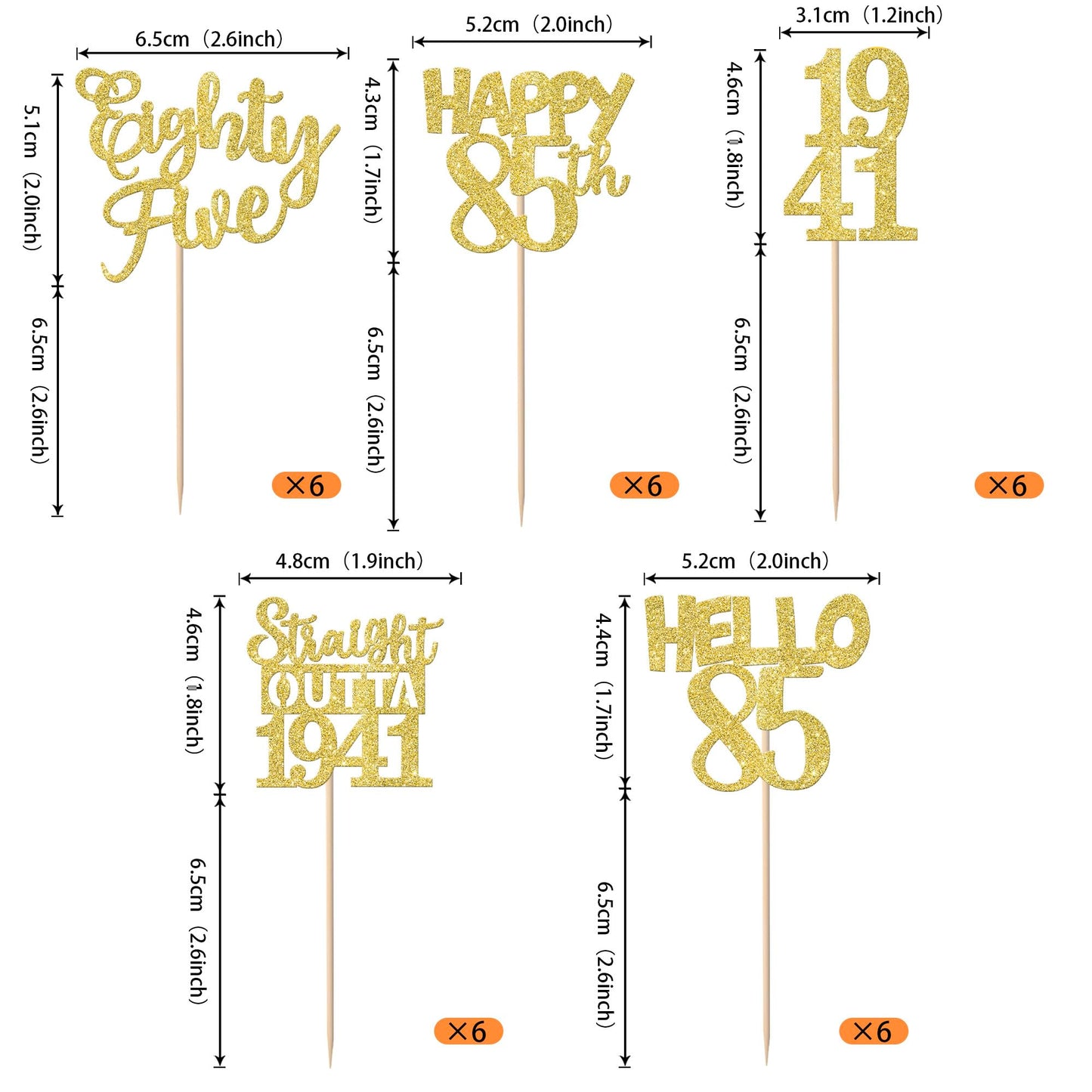 ZHUOWEISM 30Pcs Straight Outta 1941 Cupcake Toppers – Gold Glitter 85th Birthday Picks
