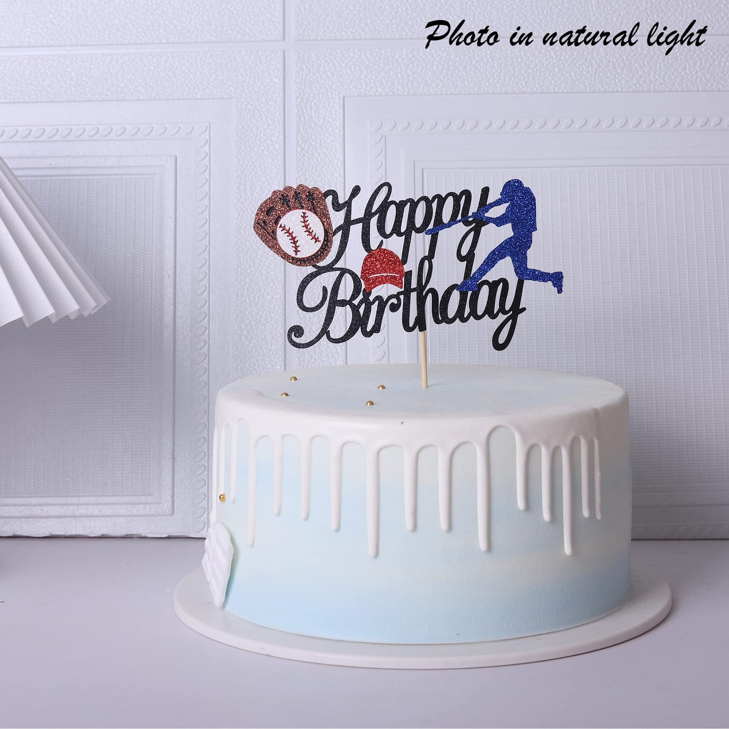 ZHUOWEISM Baseball Birthday Cake Topper Glitter - 6x8 in, Pre-assembled Sports Theme Decor