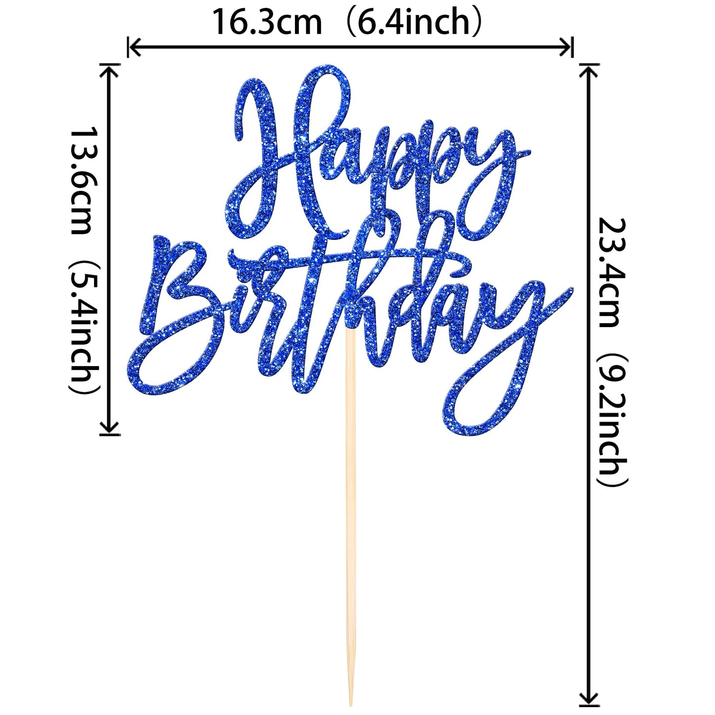 ZHUOWEISM 1-Piece Glitter Happy Birthday Cake Topper – Dark Blue