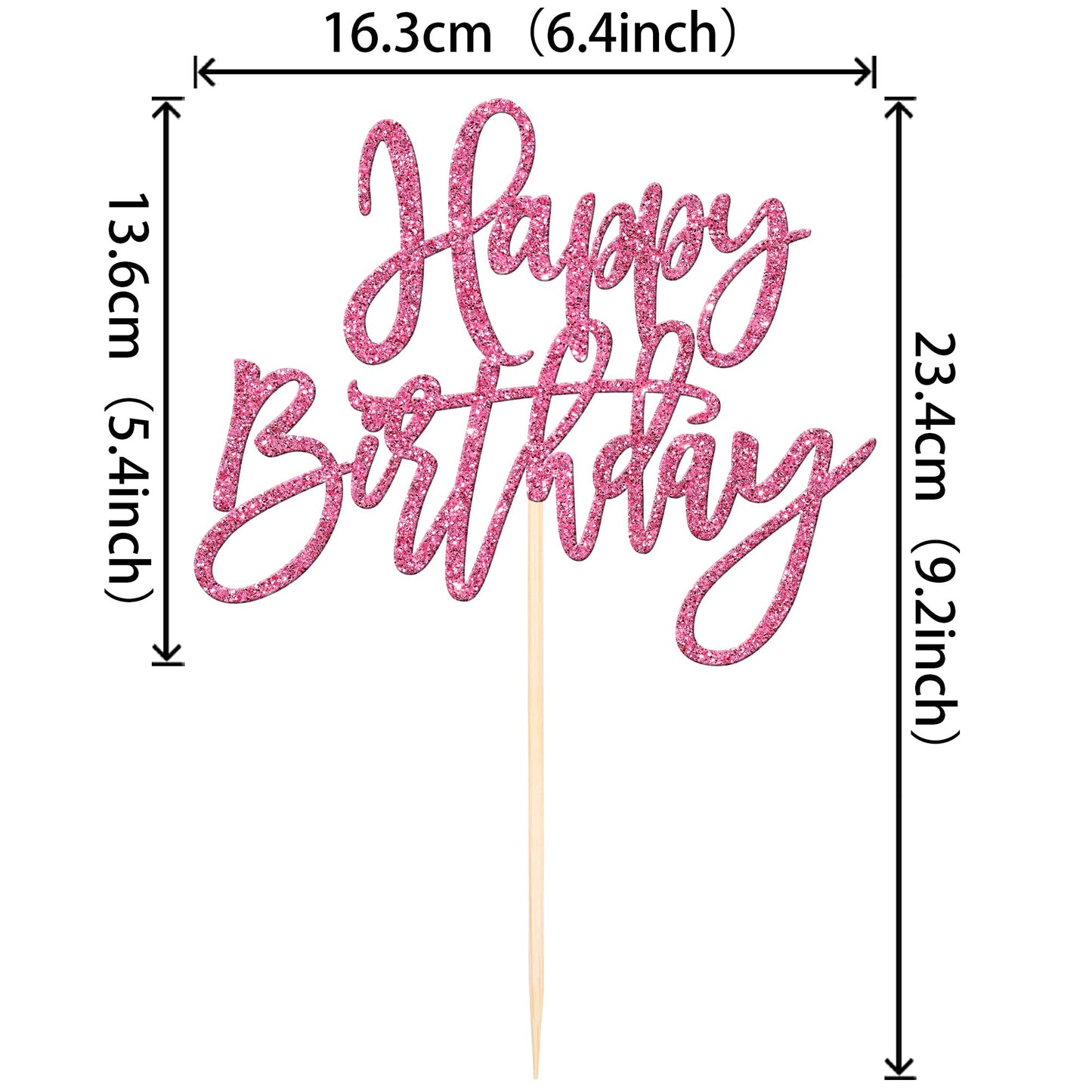 ZHUOWEISM 1-Piece Glitter Happy Birthday Cake Topper | Pink Cake Pick for Celebrations