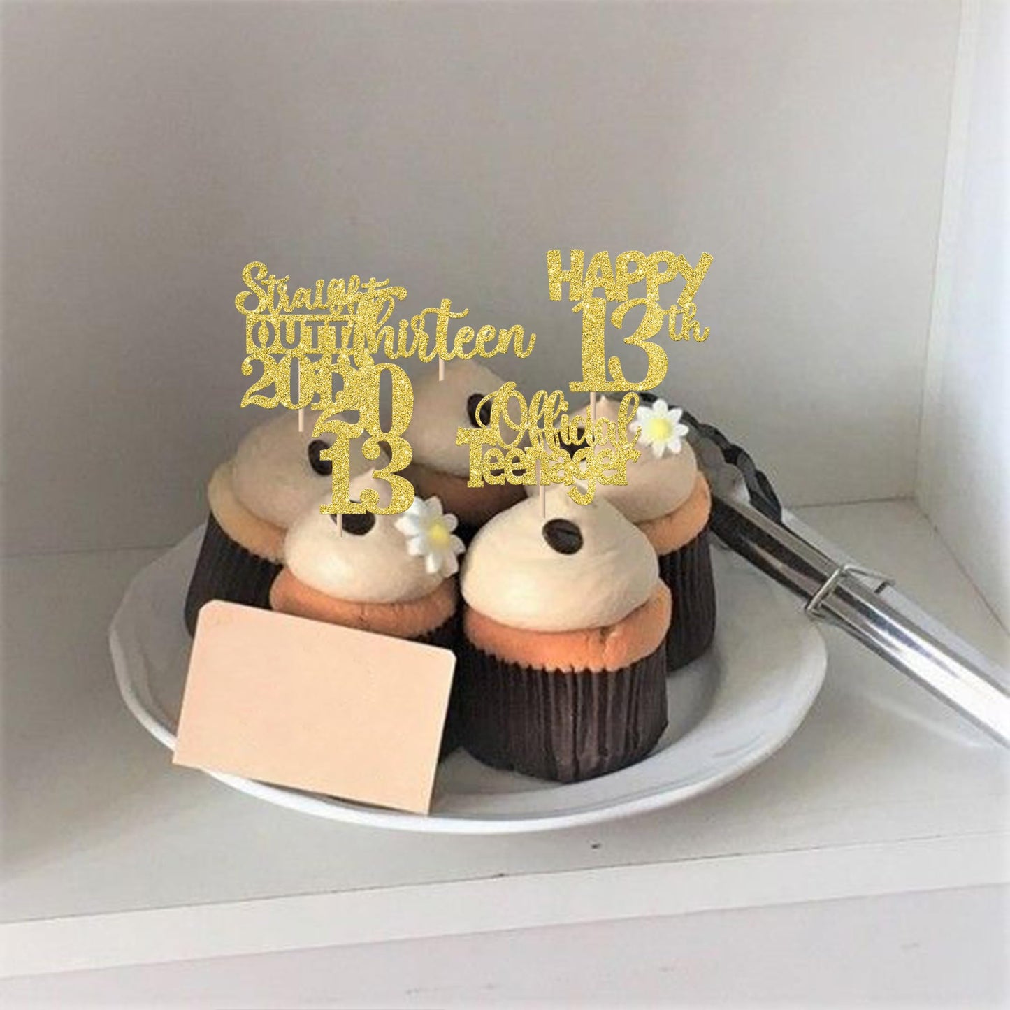 ZHUOWEISM 30Pcs Happy 13th Birthday Cupcake Toppers - Gold Glitter Straight Outta 2013