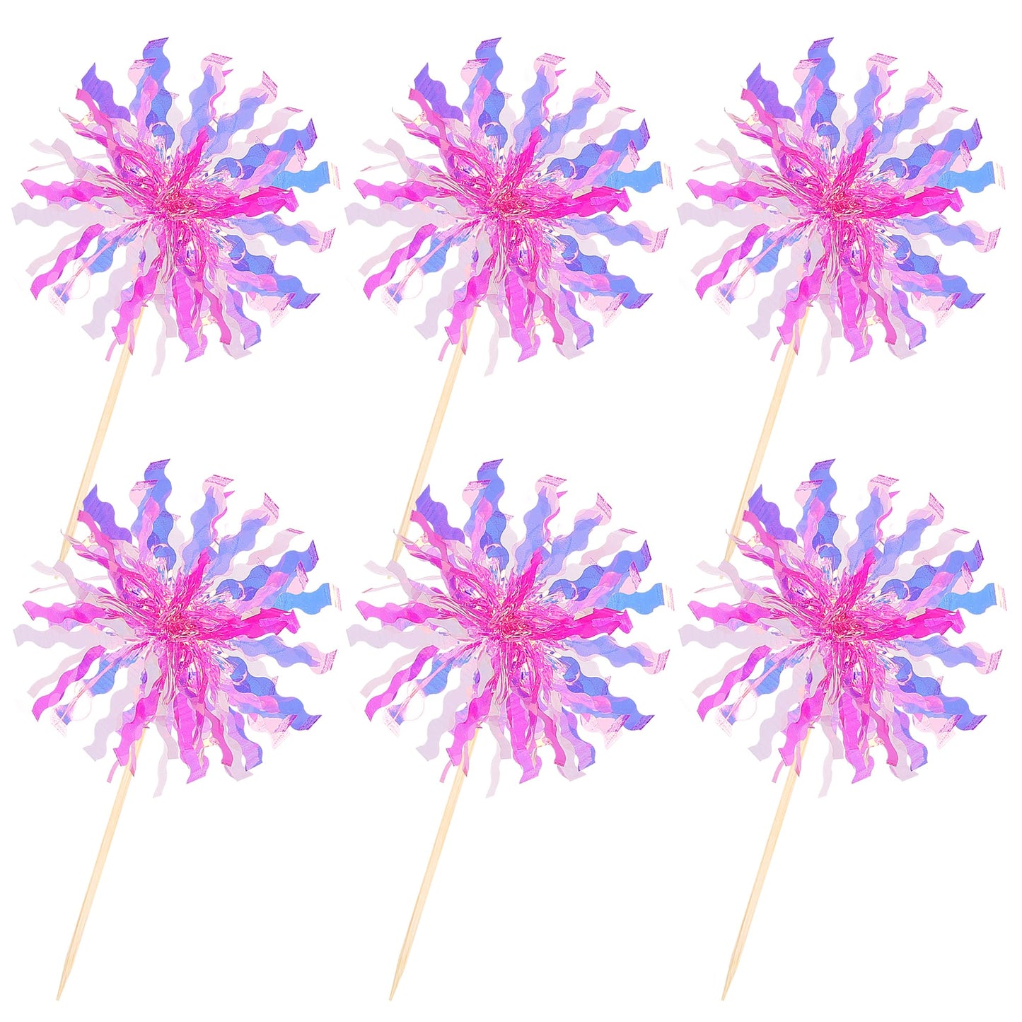ZHUOWEISM 30 PCS Foil Firework Cupcake Toppers – Rose Red Party Decorations